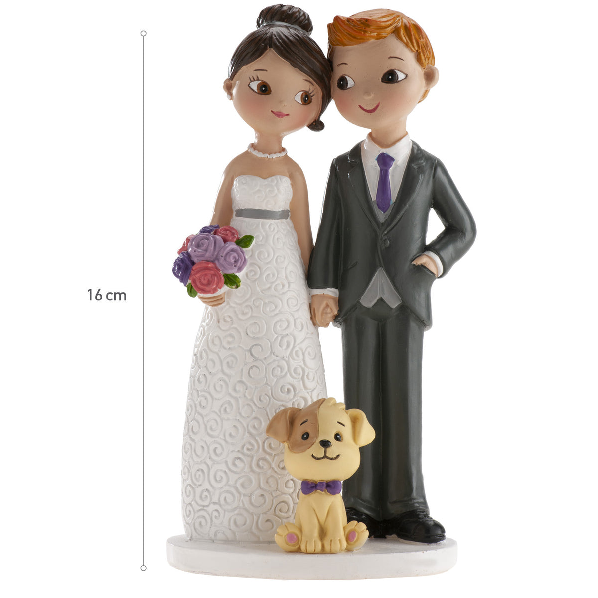 PAREJA BODA CON PERRO 16CM