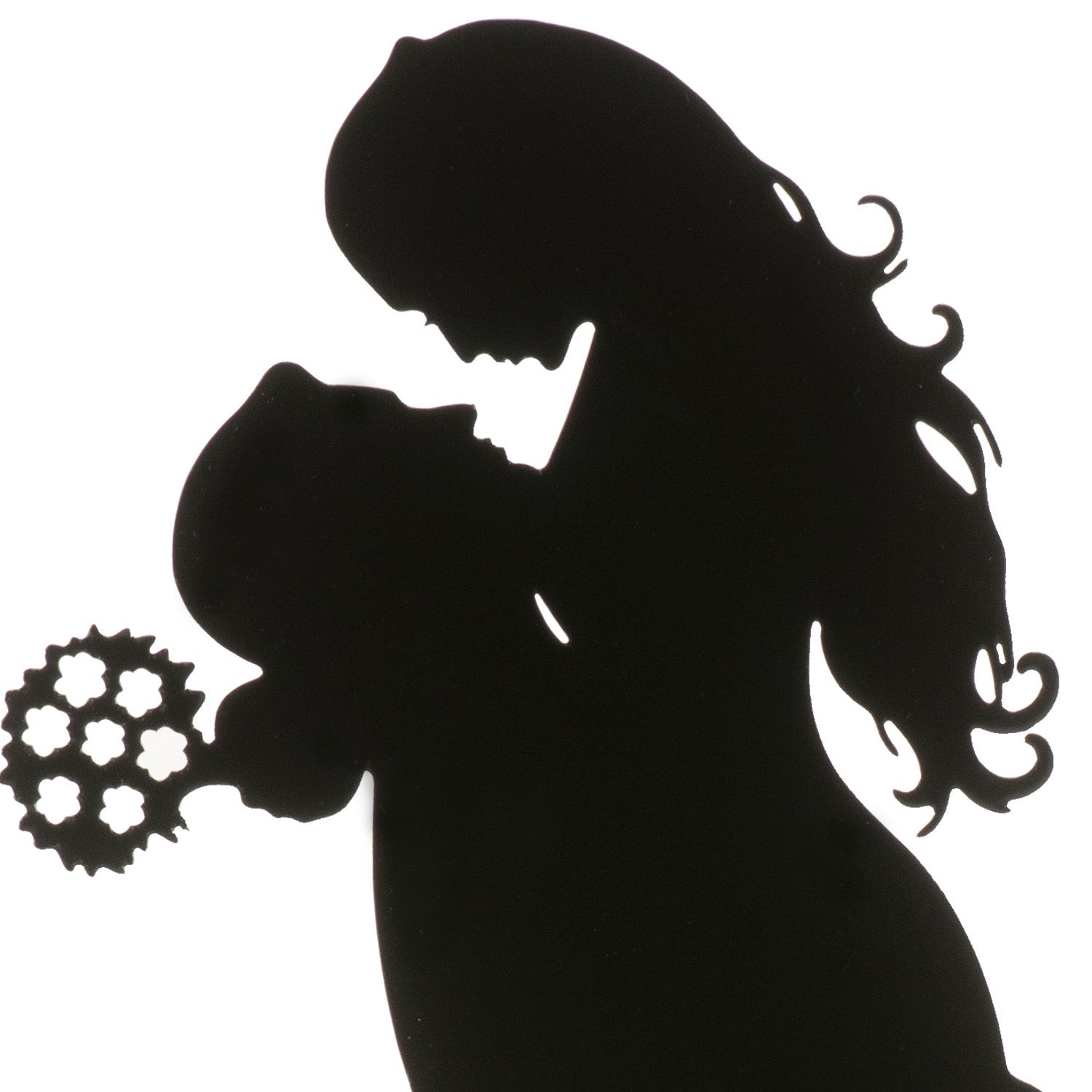 BLACK METAL WEDDING COUPLE WITH CAT 18CM