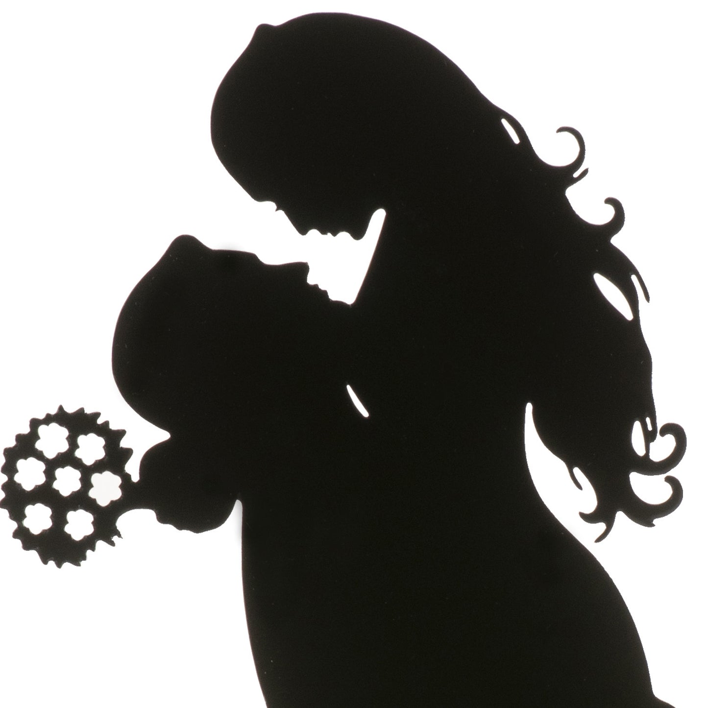 BLACK METAL WEDDING COUPLE WITH CAT 18CM