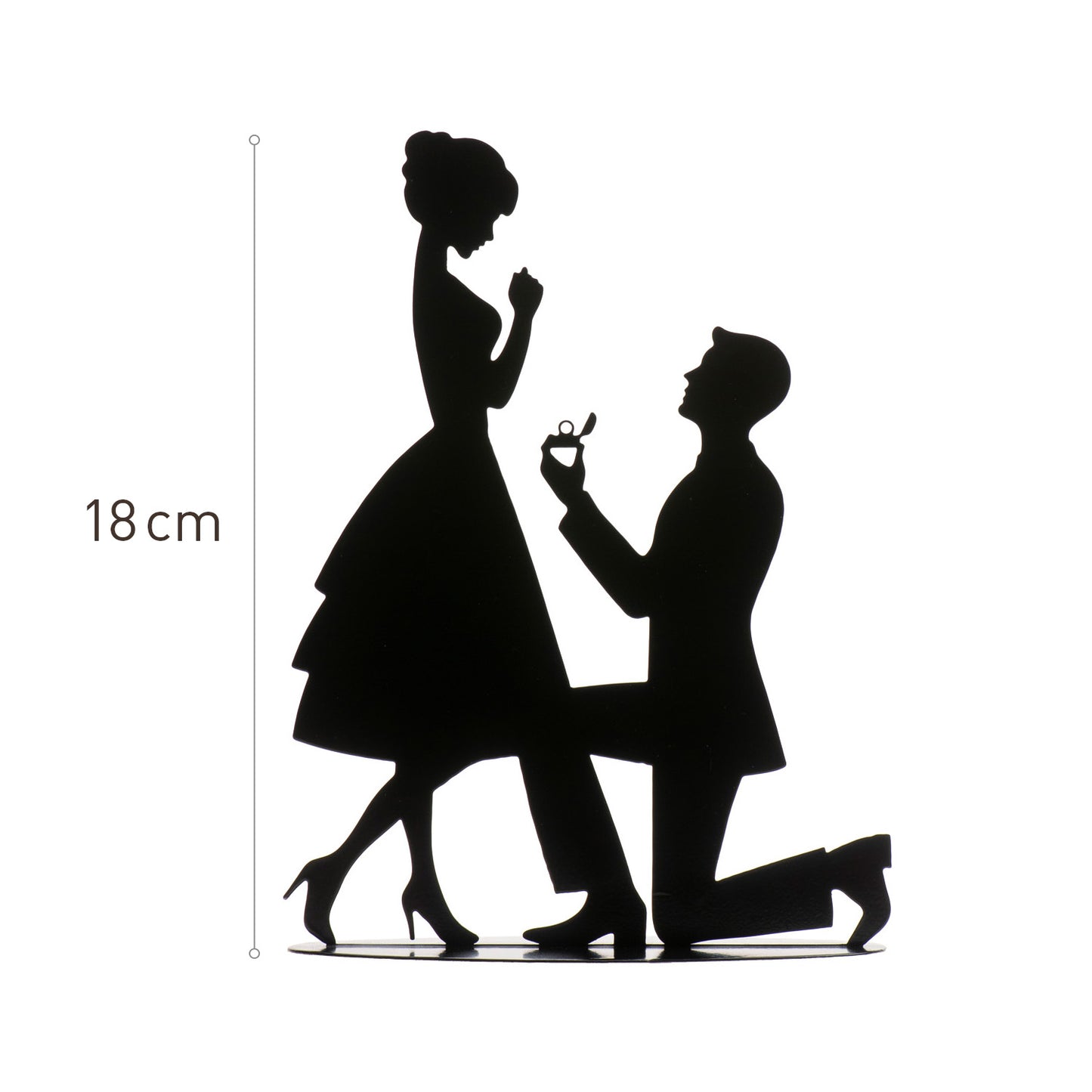 COUPLE DE DEMANDE EN MARIAGE EN MÉTAL NOIR 18CM