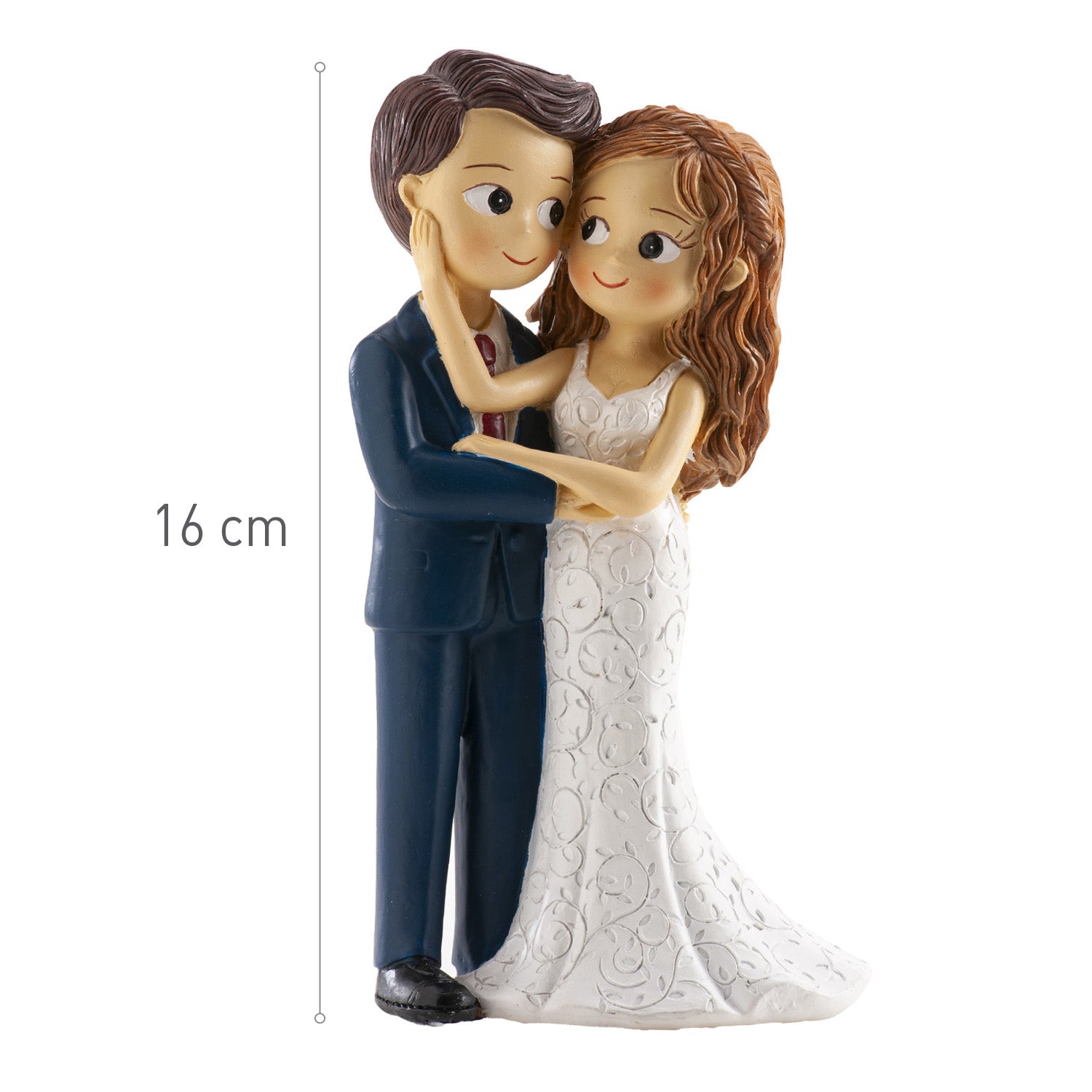 PAREJA DE BODA CARICIA EN LA CARA 16CM