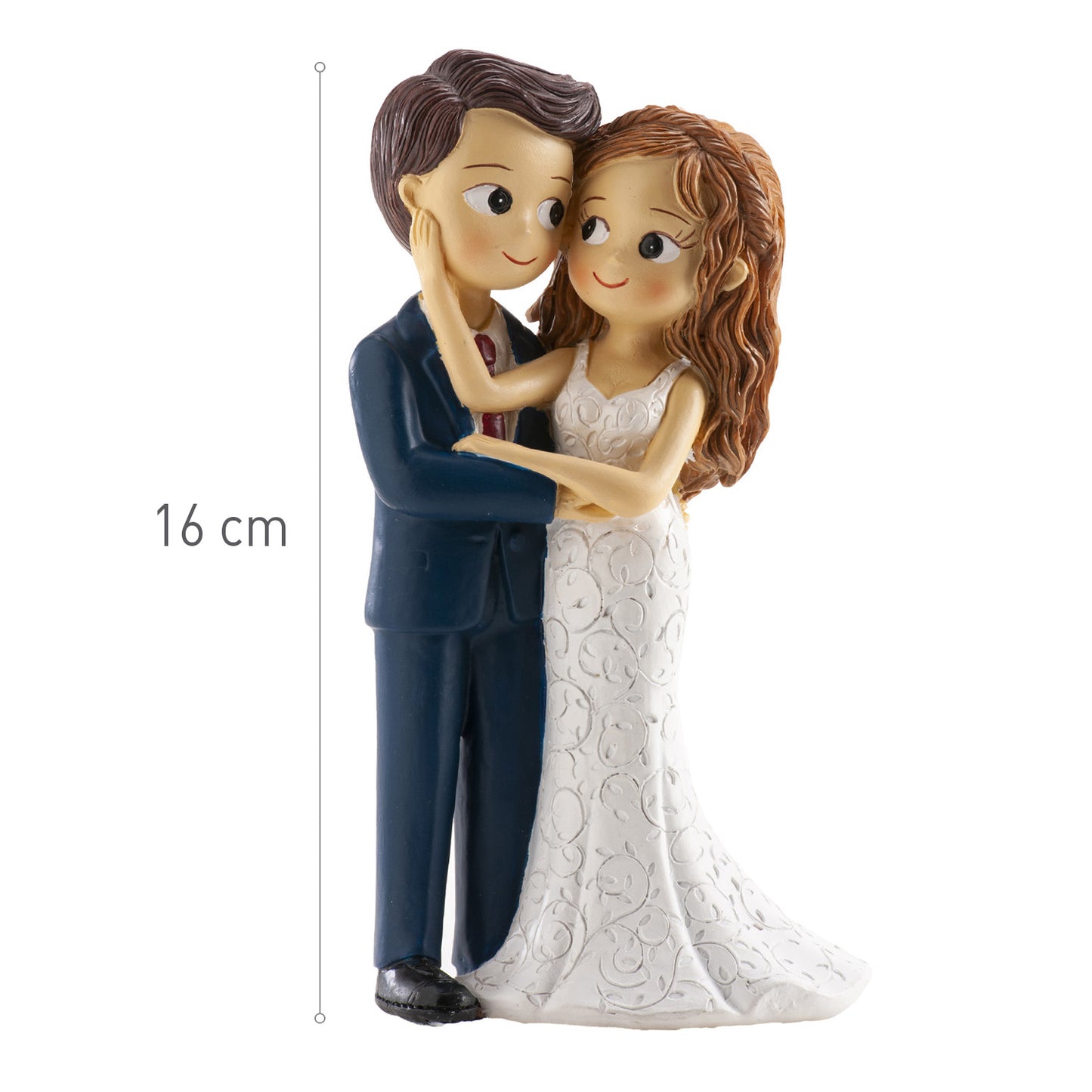 PAREJA DE BODA CARICIA EN LA CARA 16CM