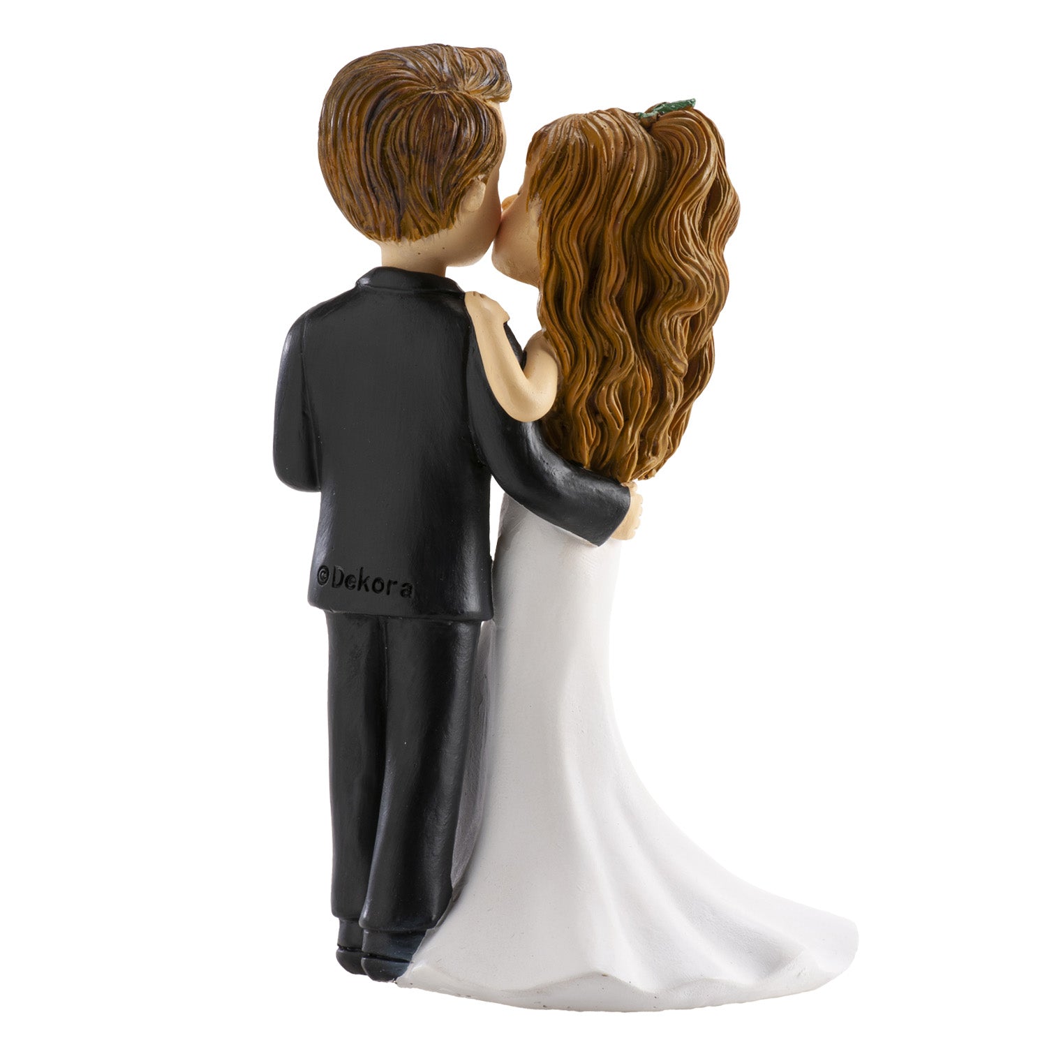 COUPLE DE MARIÉS AVEC VERRE ET BAISER 16CM