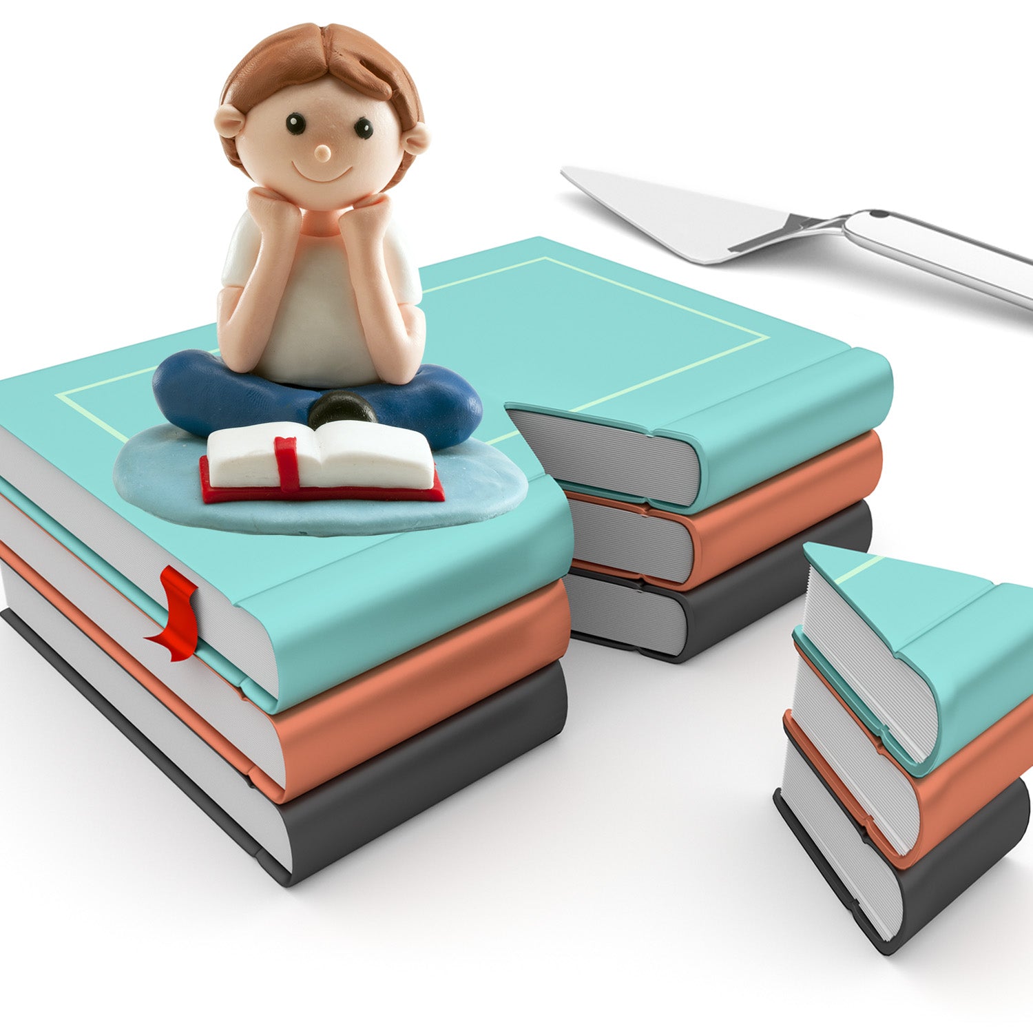 COMMUNION CAKE CLAY FIGURINE SEATED BOY 8 cm