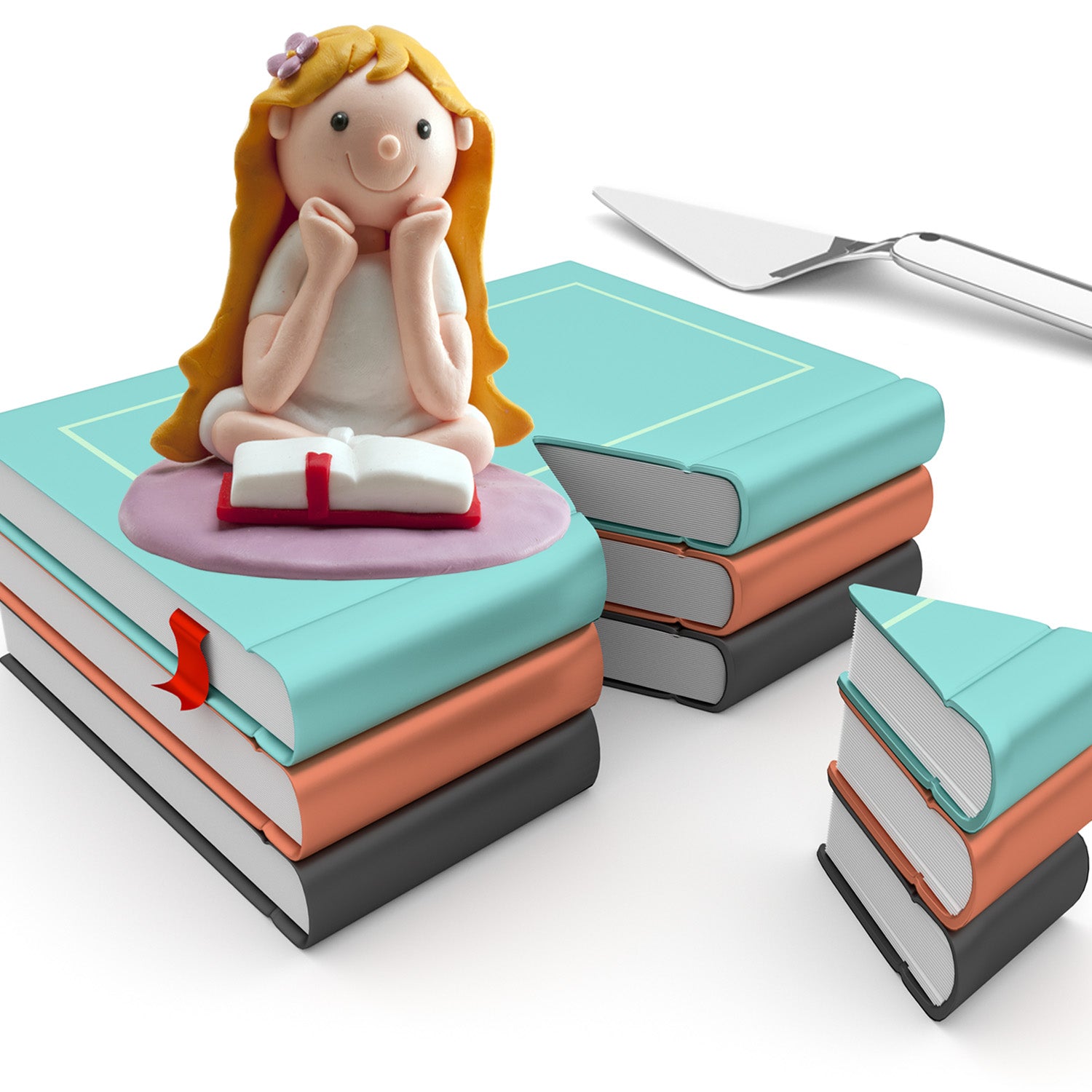 COMMUNION CAKE CLAY FIGURINE SEATED GIRL 8 cm