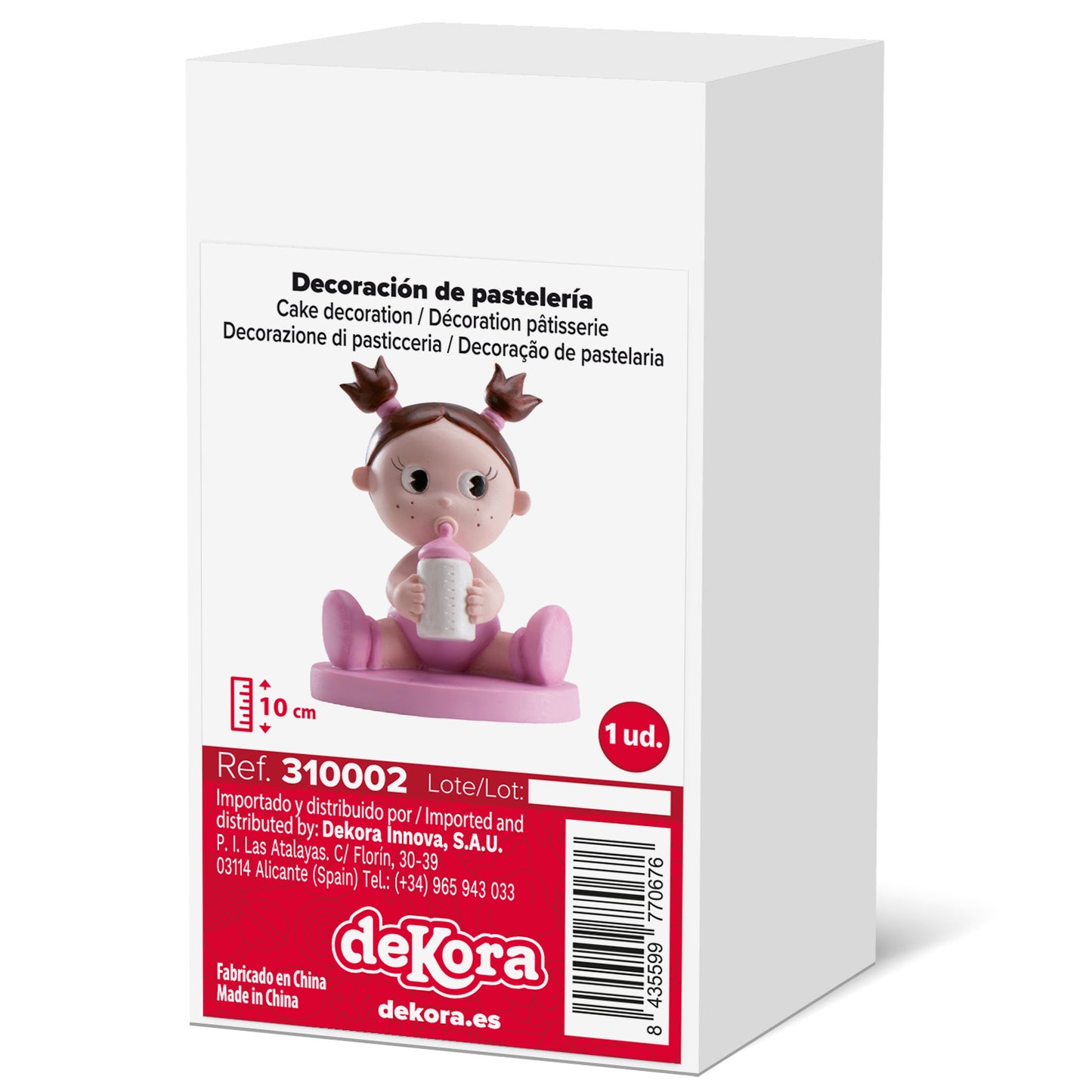 FIGURINE GÂTEAU DE BAPTÊME FILLE AVEC BOUTEILLE 10CM