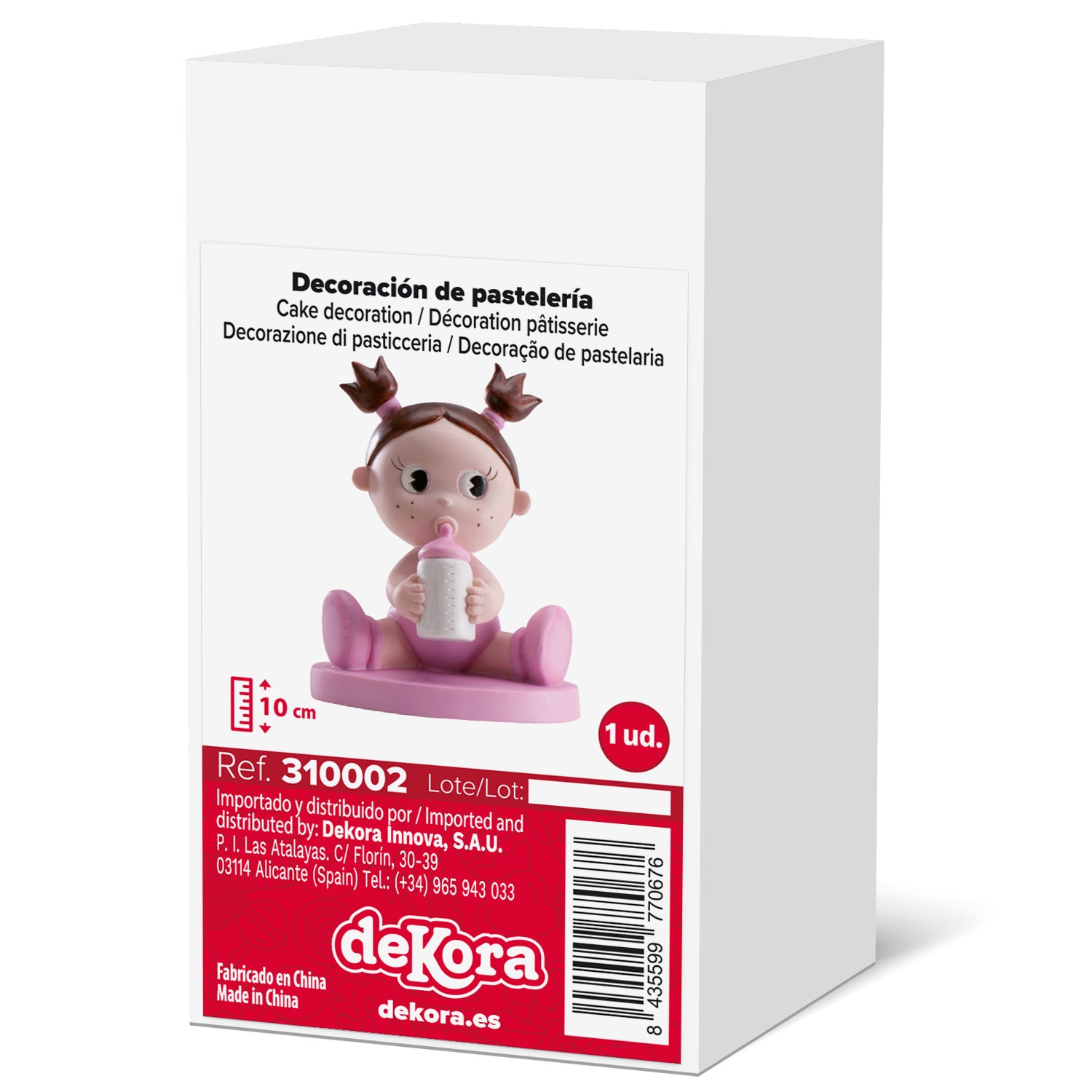 FIGURINE GÂTEAU DE BAPTÊME FILLE AVEC BOUTEILLE 10CM
