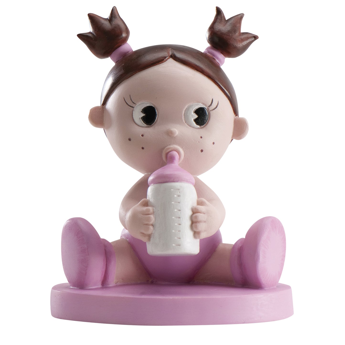 FIGURINE GÂTEAU DE BAPTÊME FILLE AVEC BOUTEILLE 10CM