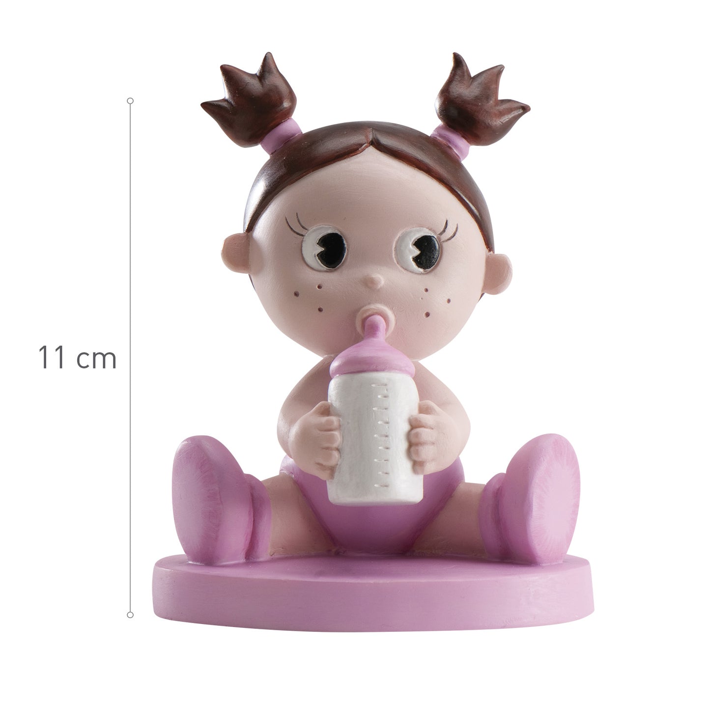 FIGURINE GÂTEAU DE BAPTÊME FILLE AVEC BOUTEILLE 10CM