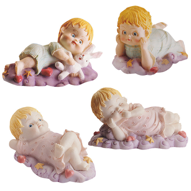 SLEEPY BABIES BLUE AND PINK BApt-brISM FIGURINE