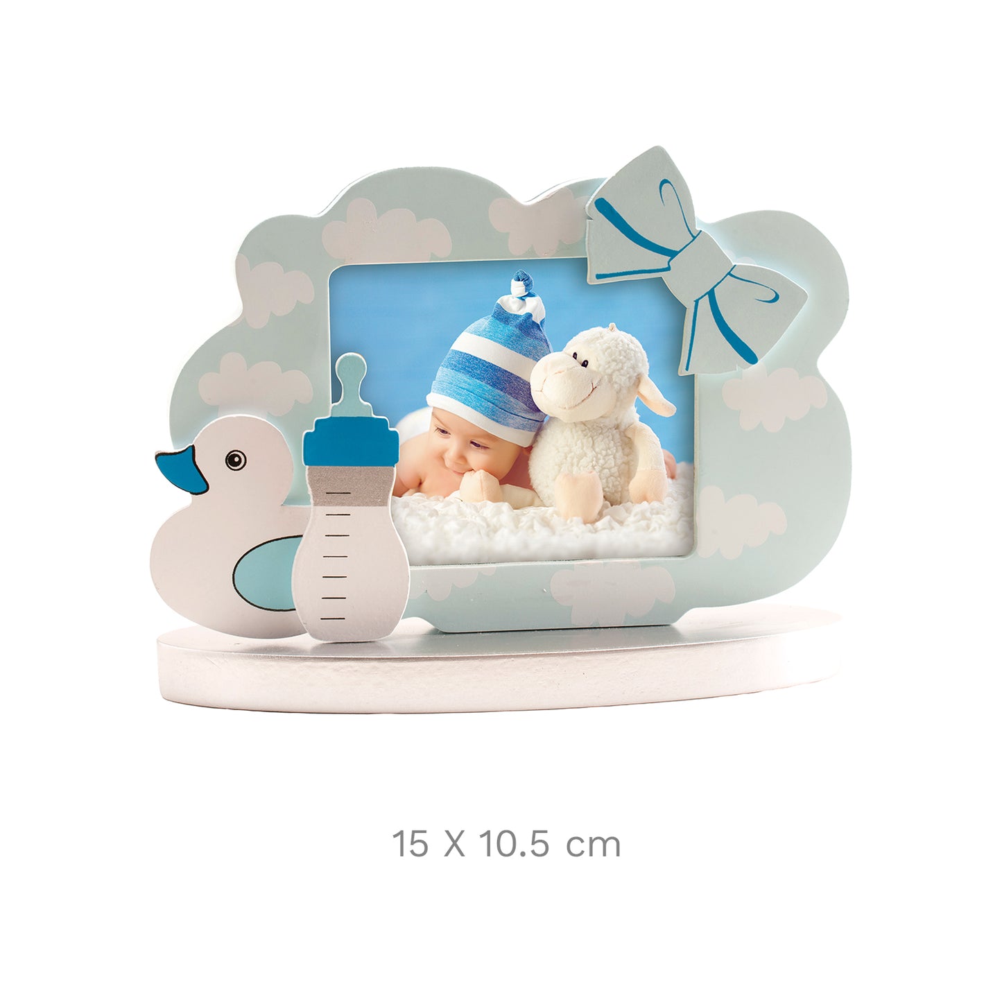 MARCO FOTOS BAUTIZO PATITO AZUL 15X10,5CM