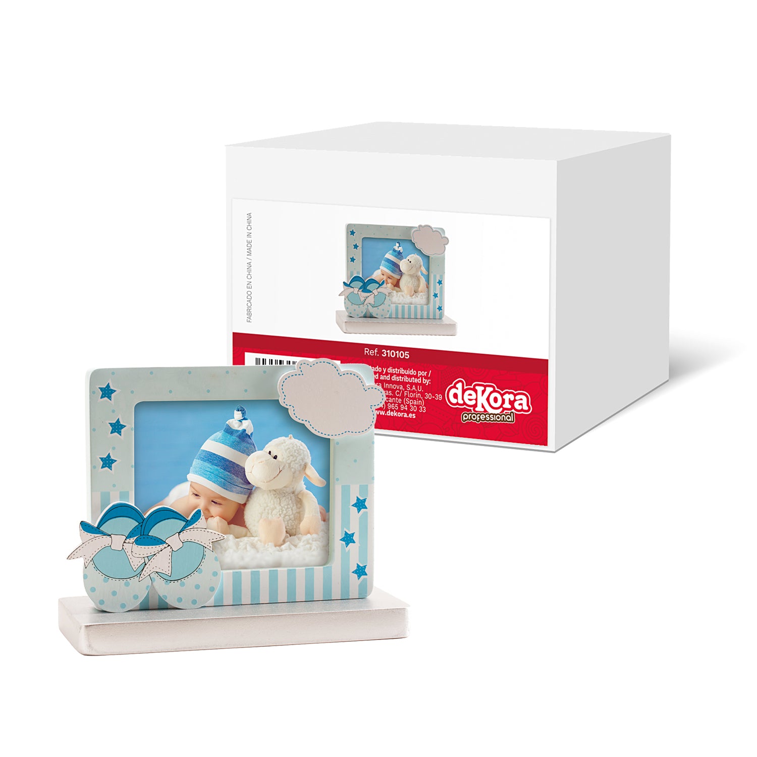 QUADRO FOTOS BATISMO BLU BABY BOOTS 13X10CM