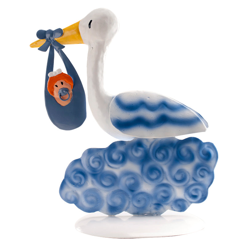BLUE STORK METAL CHRISTENING BOY 18CM.