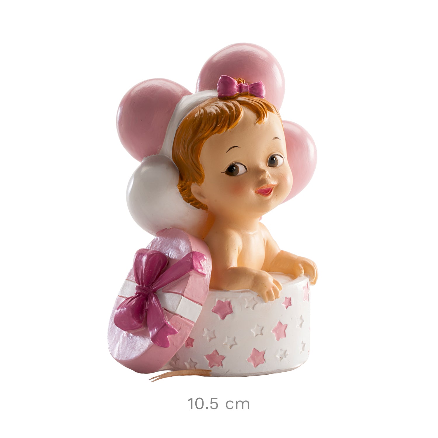 FIGURA BOLO BATIZADO MENINA COM PRESENTE E BALOES 10,5 CM