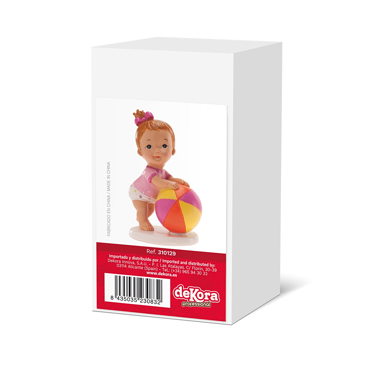 CAKE CHRISTENING FIGURINE GIRL WITH BALL 11 x 7 CM