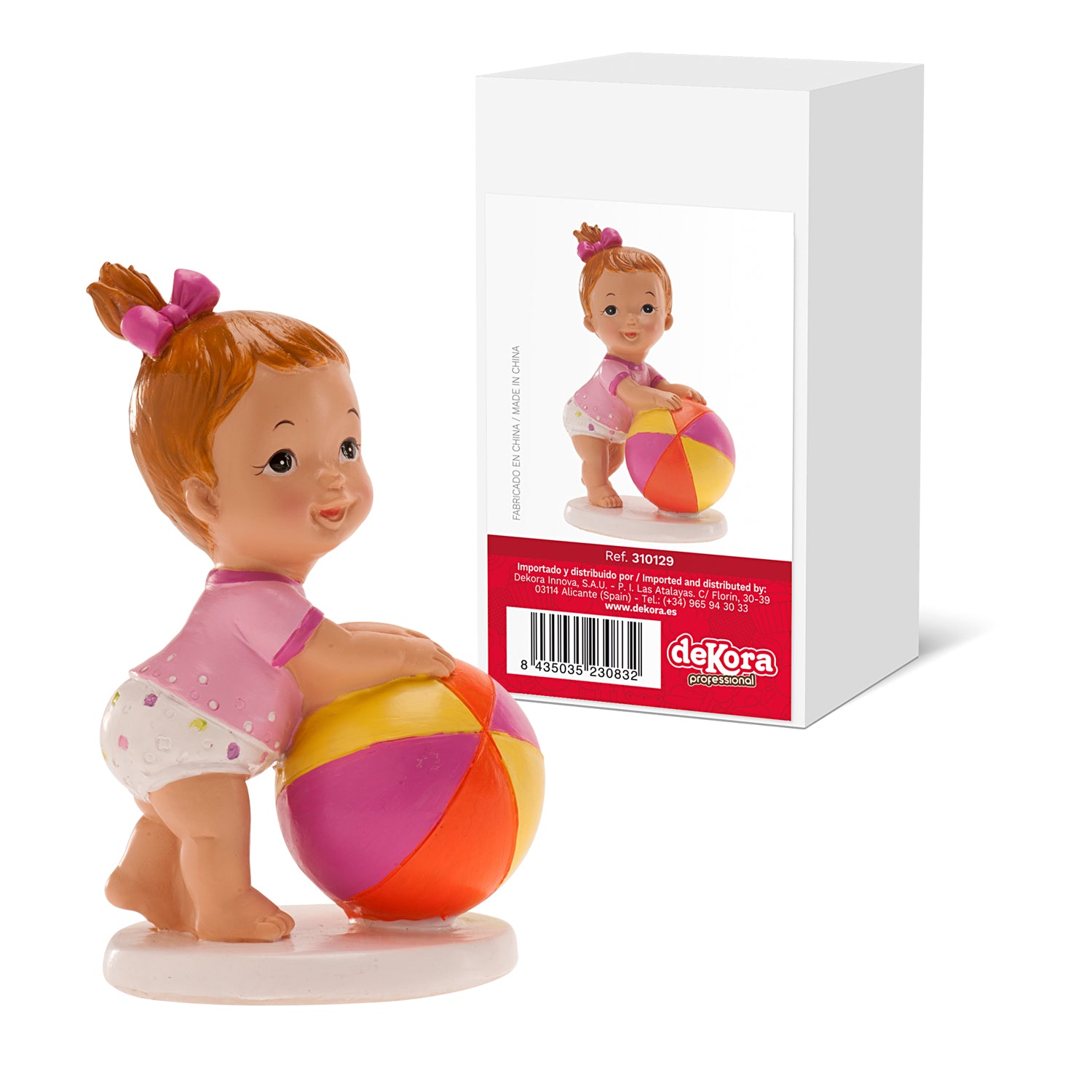 CAKE CHRISTENING FIGURINE GIRL WITH BALL 11 x 7 CM