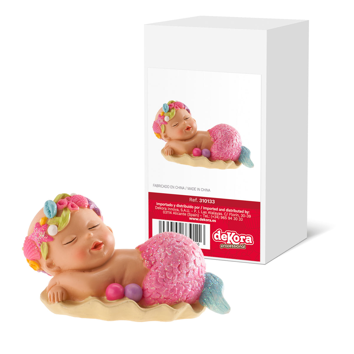 FIGURA BOLO BATIZADO MENINA PEQUENA SEREIA 10 CM