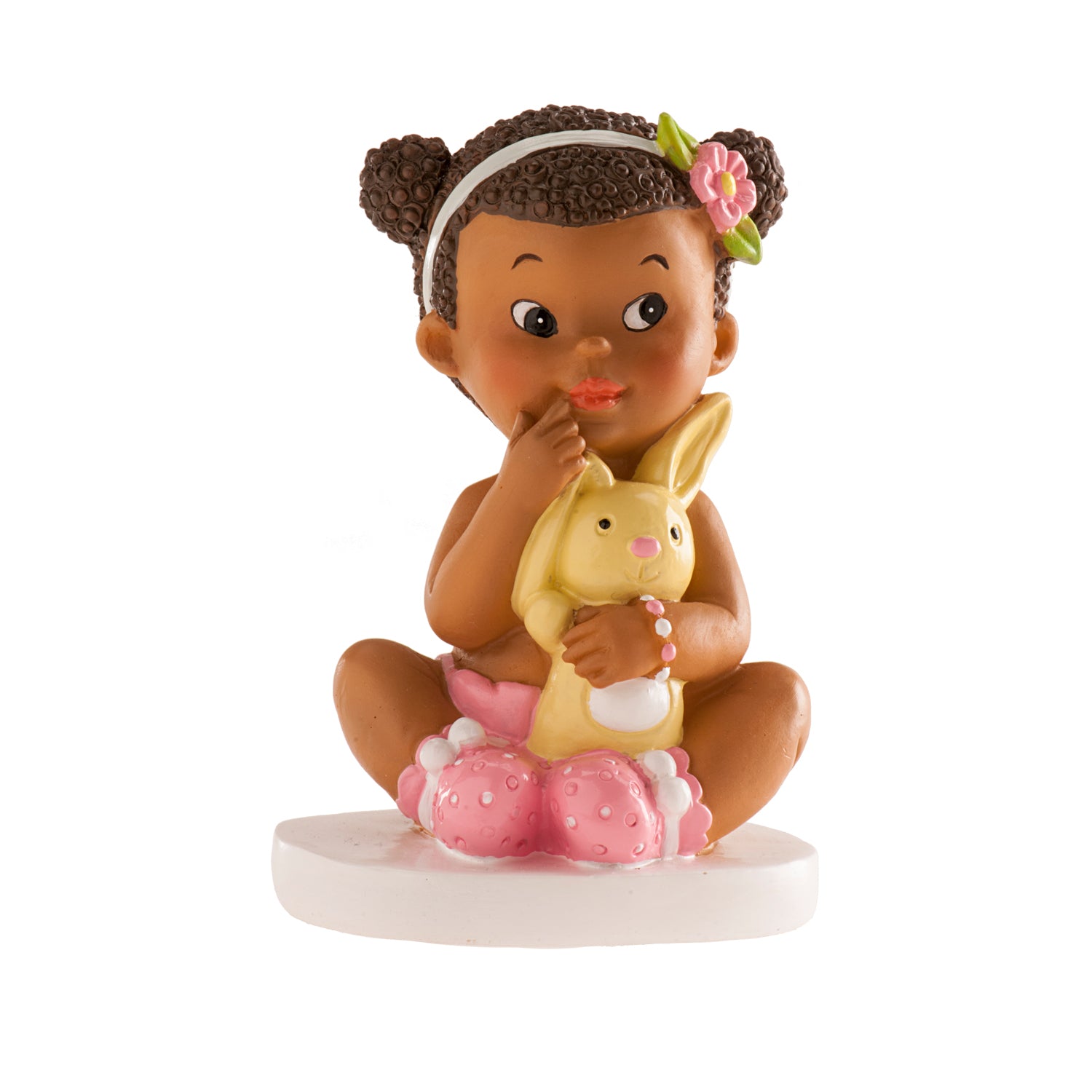 FIGURA BOLO BATIZADO MENINA SENTADA EM UN COELHO 10 CM