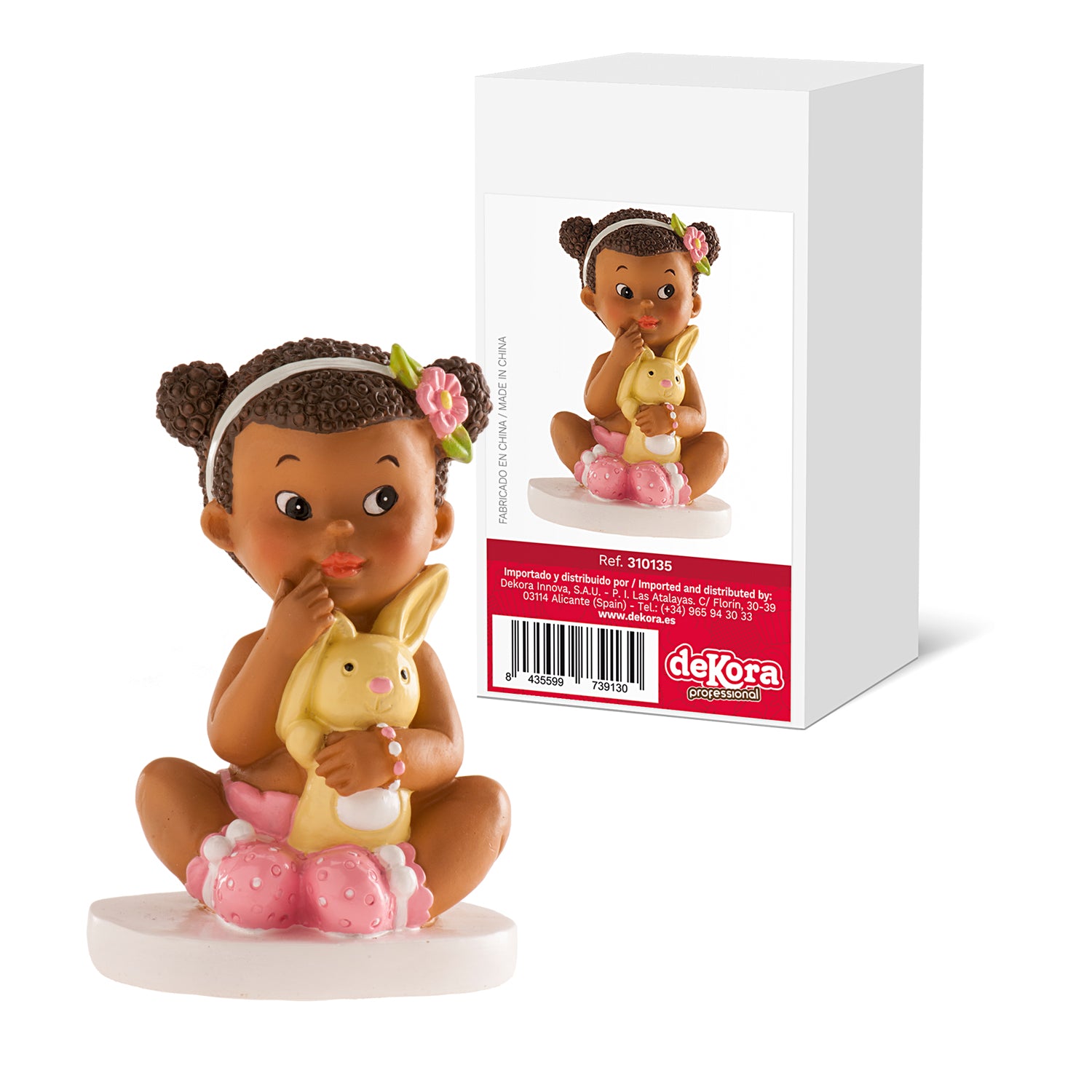 FIGURA BOLO BATIZADO MENINA SENTADA EM UN COELHO 10 CM