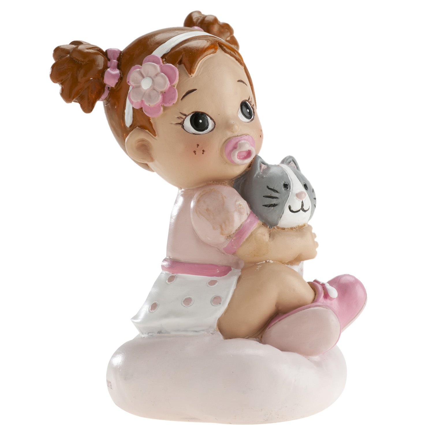 FIGURA BOLO BATIZADO MENINA BATIZADO COM GATO 10CM