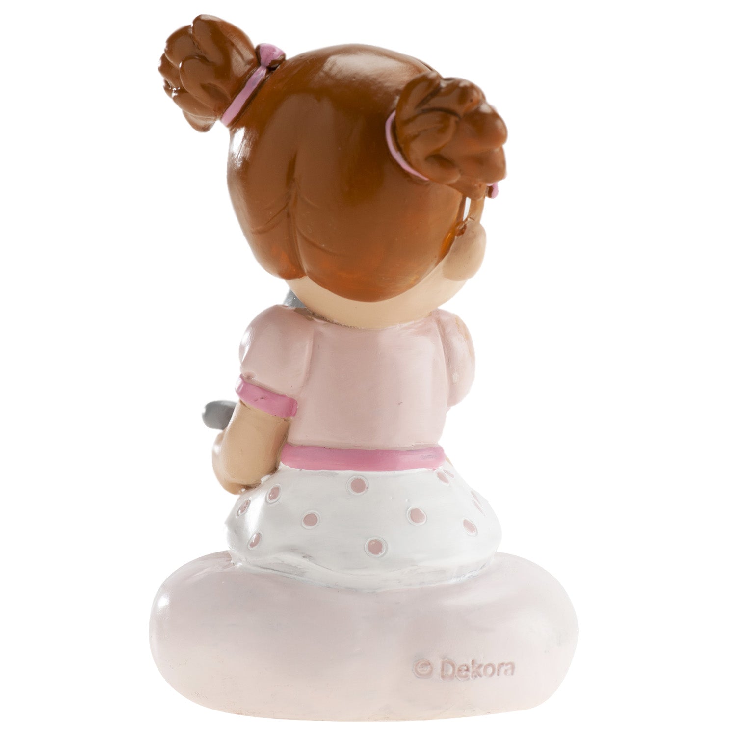 FIGURINE GÂTEAU BÂPTEME FILLE AVEC CHAT 10CM