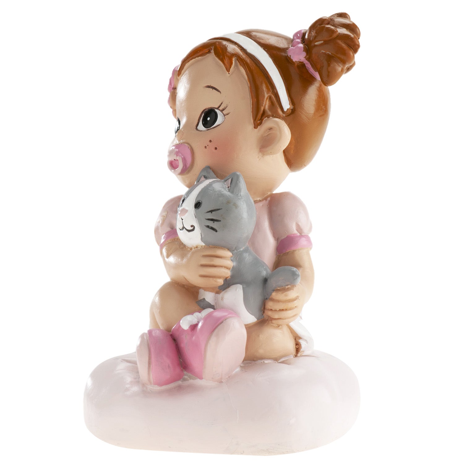FIGURA BOLO BATIZADO MENINA BATIZADO COM GATO 10CM