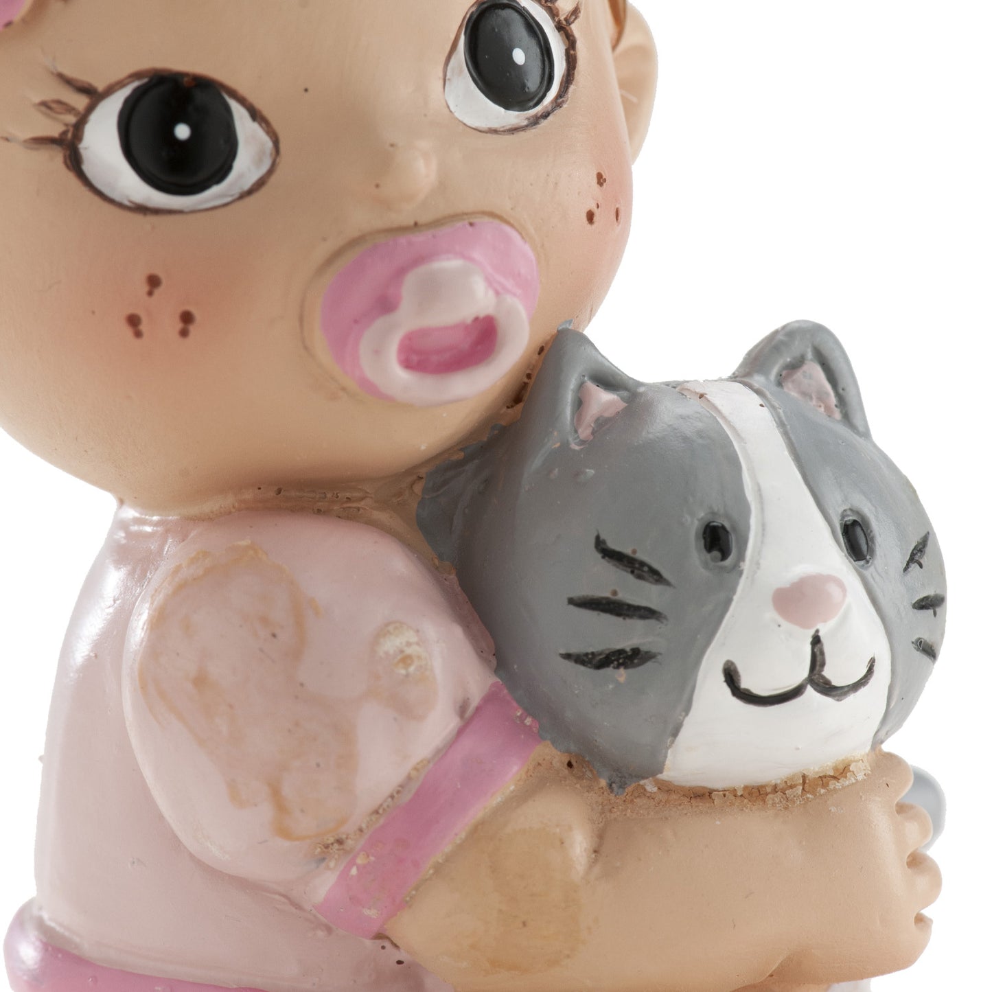FIGURINE GÂTEAU BÂPTEME FILLE AVEC CHAT 10CM