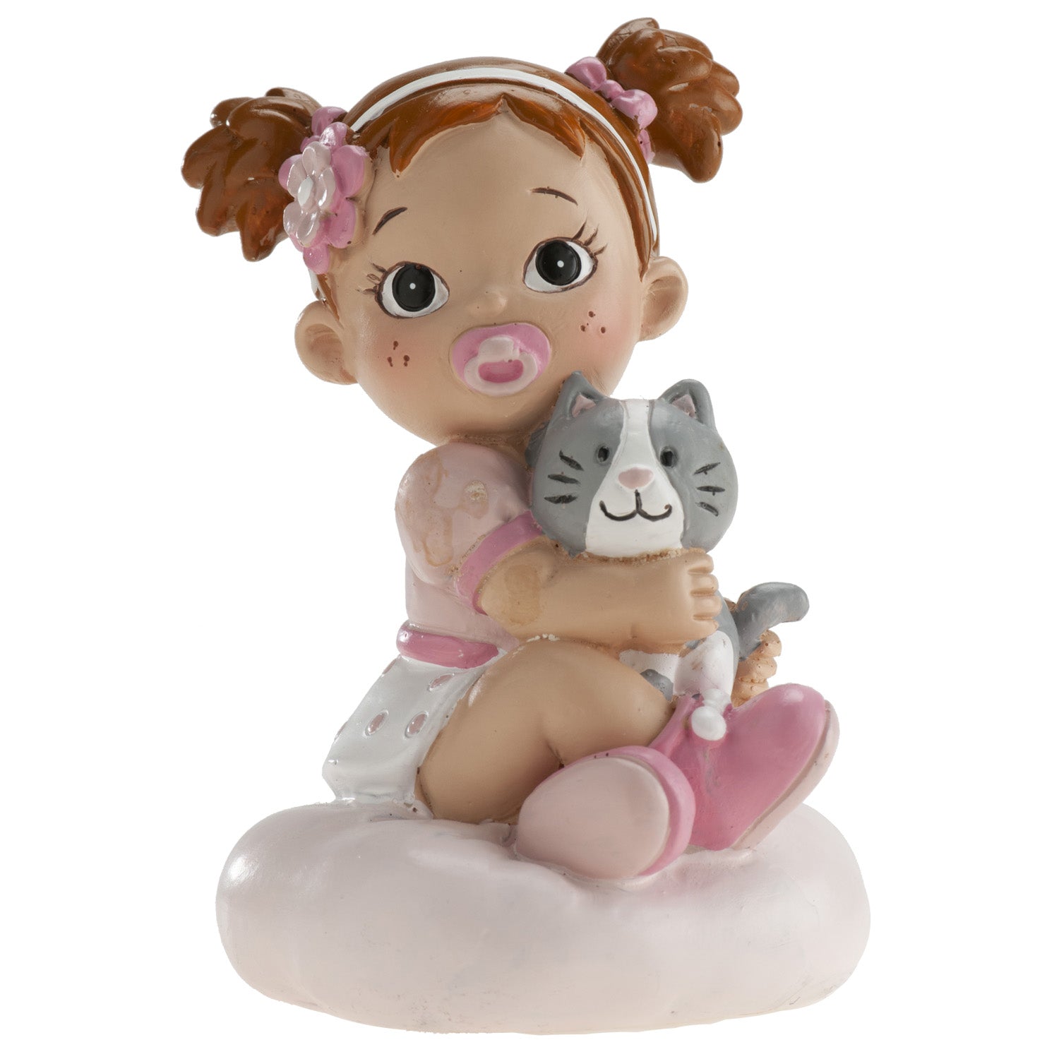 FIGURA BOLO BATIZADO MENINA BATIZADO COM GATO 10CM