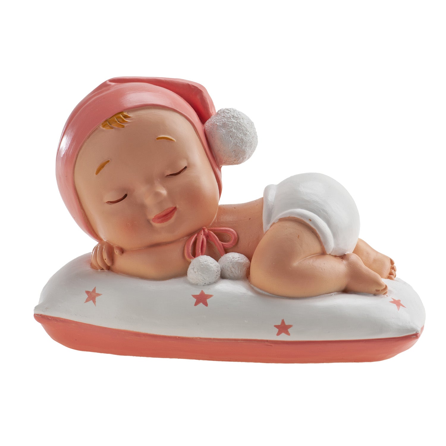 BAUTIZO NIÑA DORMIDA POMPON 10 X 6 X 7 CM