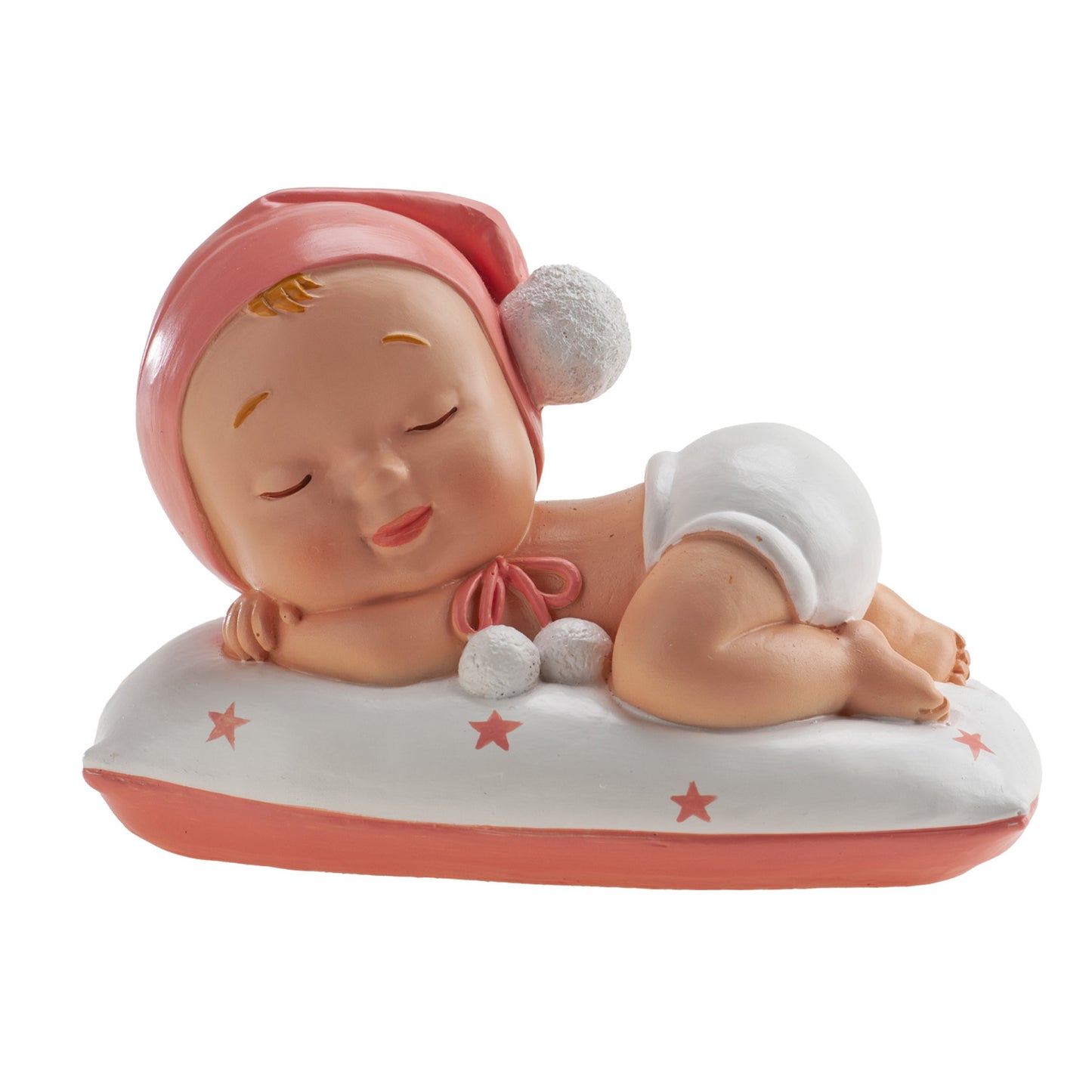 BATTESIMO BAMBINA ADDORMENTATA POMPON 10 X 6 X 7 CM