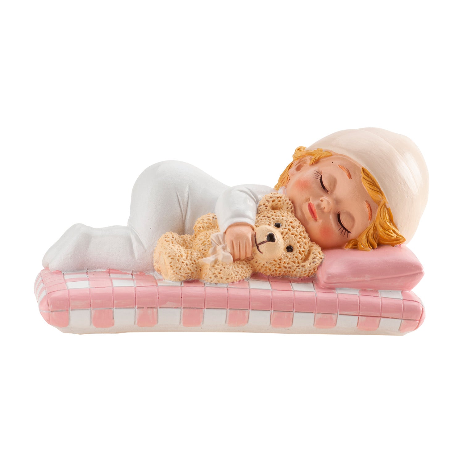 TOPO DE BOLO BATIZADO MENINA VICHY ROSA 5,6CM