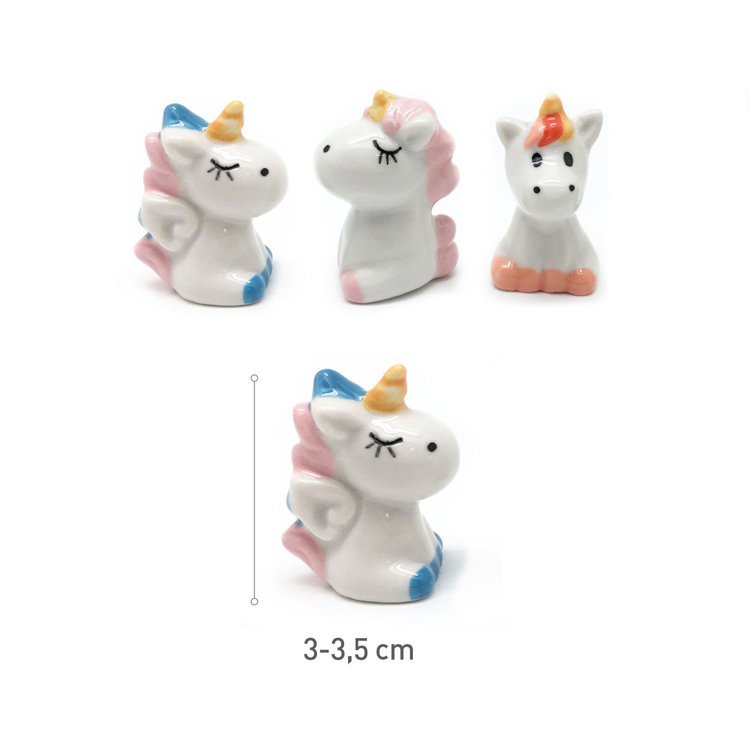 FIGURAS DE CERÂMICA PARA BOLO DE REI 3D UNICÓRNIO 3-3.5CM