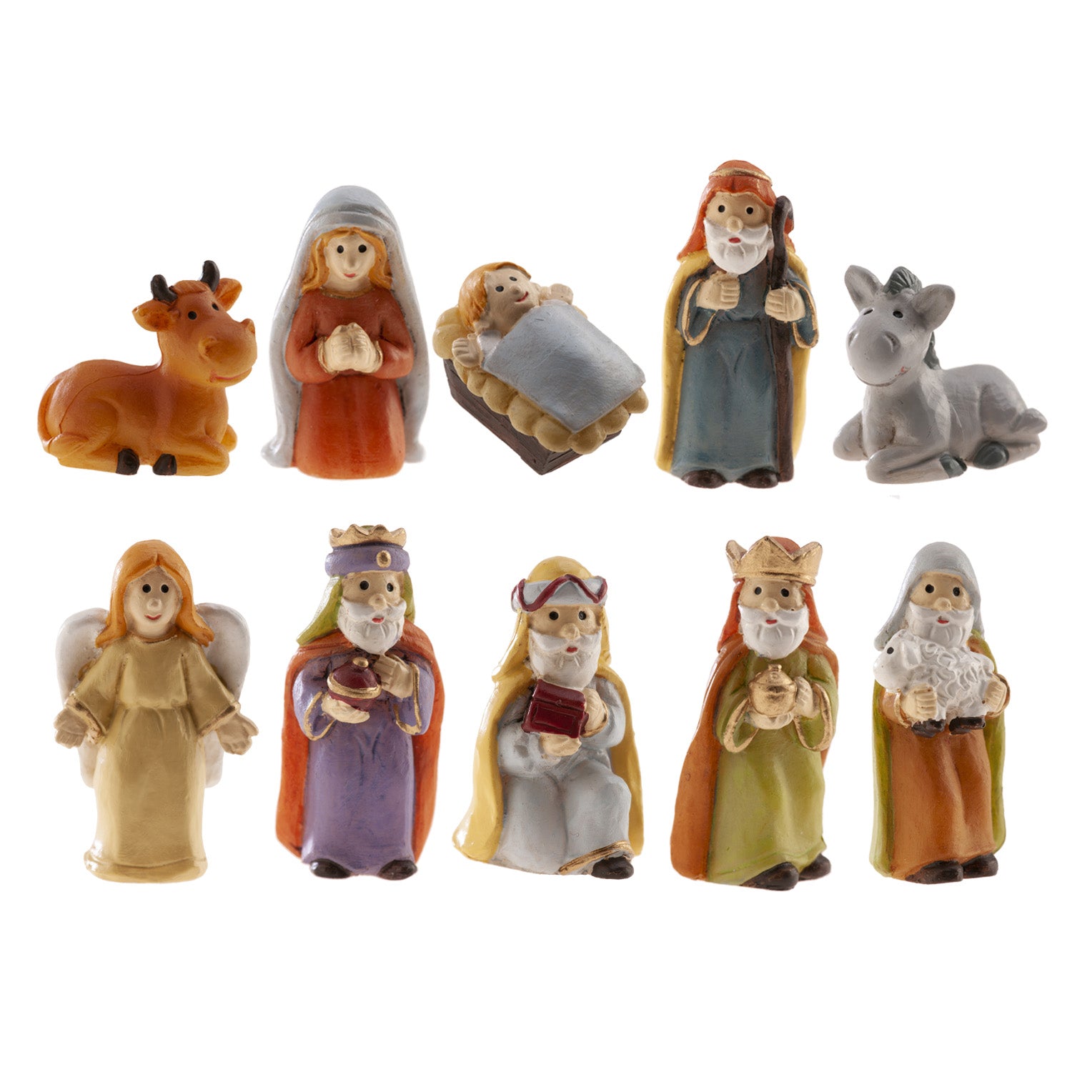 ASSORTIMENT 10 FIGURINES BETHLÉEM RÉSINE 3-3.5CM