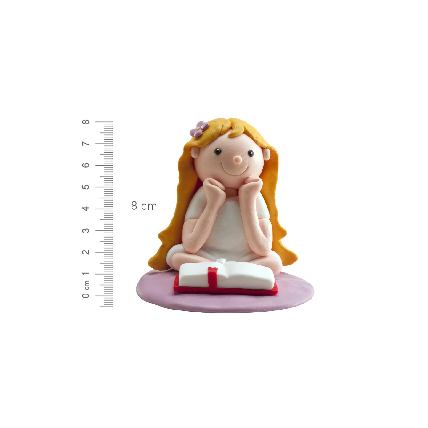 COMMUNION FIGURINE GIRLS READING BIBLE CLAY 8CM