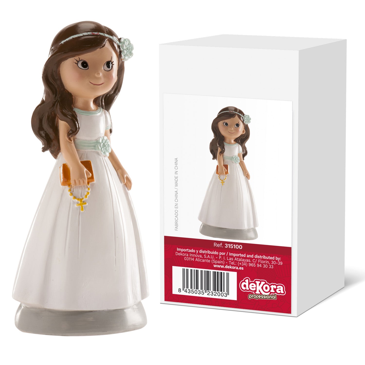 FIGURINE GÂTEAU COMMUNION FILLE ACCESSOIRES BLEUS ELENA 13 CM