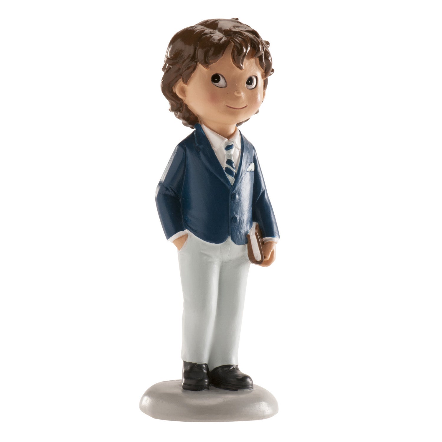 COMMUNION BOY CAKE TOPPER BLUE SUIT 13 CM