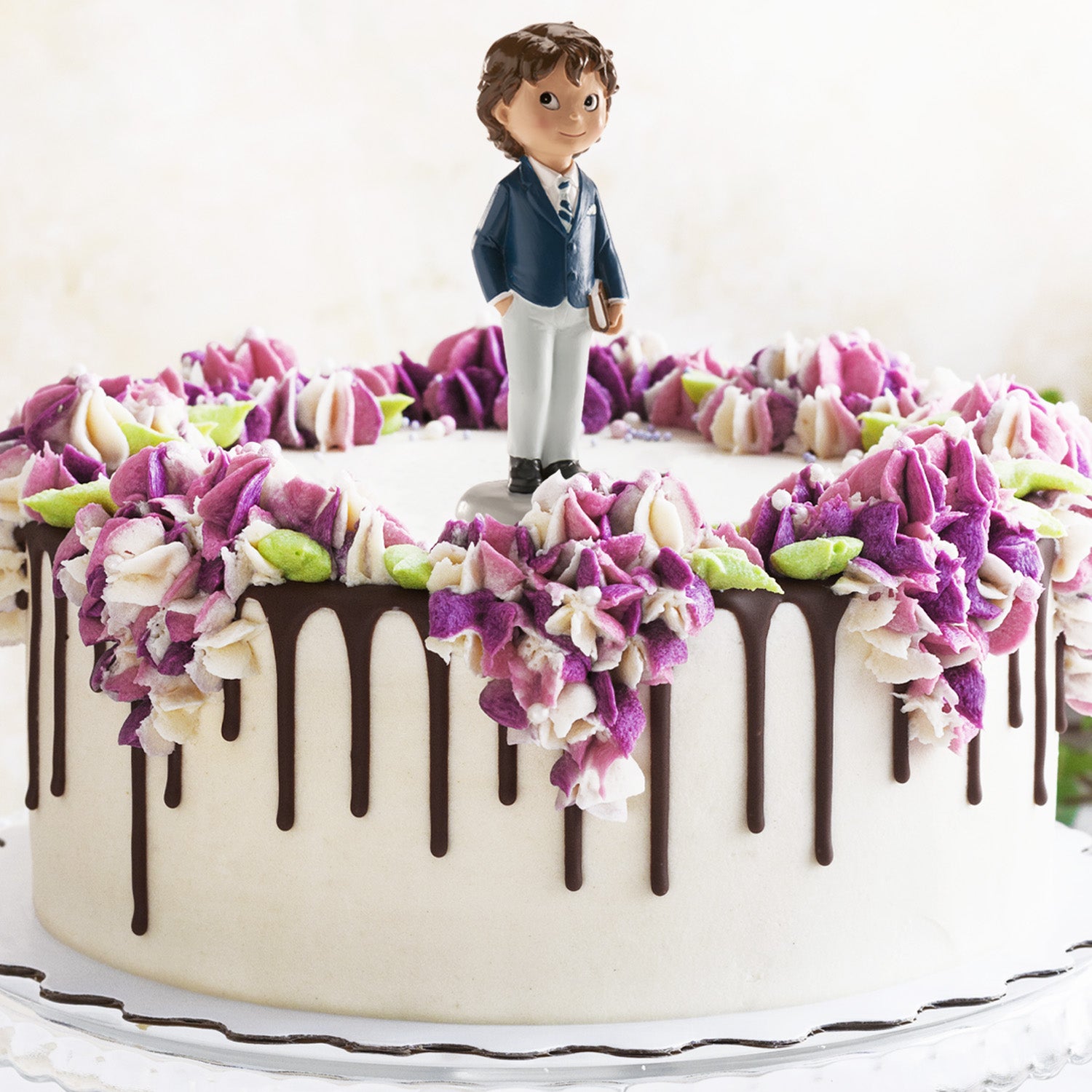 COMMUNION BOY CAKE TOPPER BLUE SUIT 13 CM