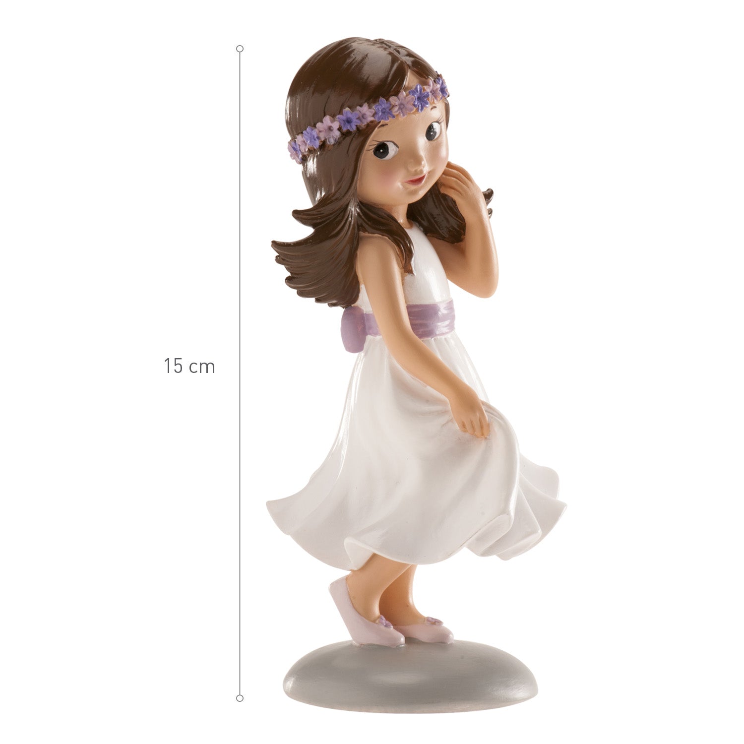 COMMUNION GIRL CAKE TOPPER VIOLET BOW IRENE 15 CM