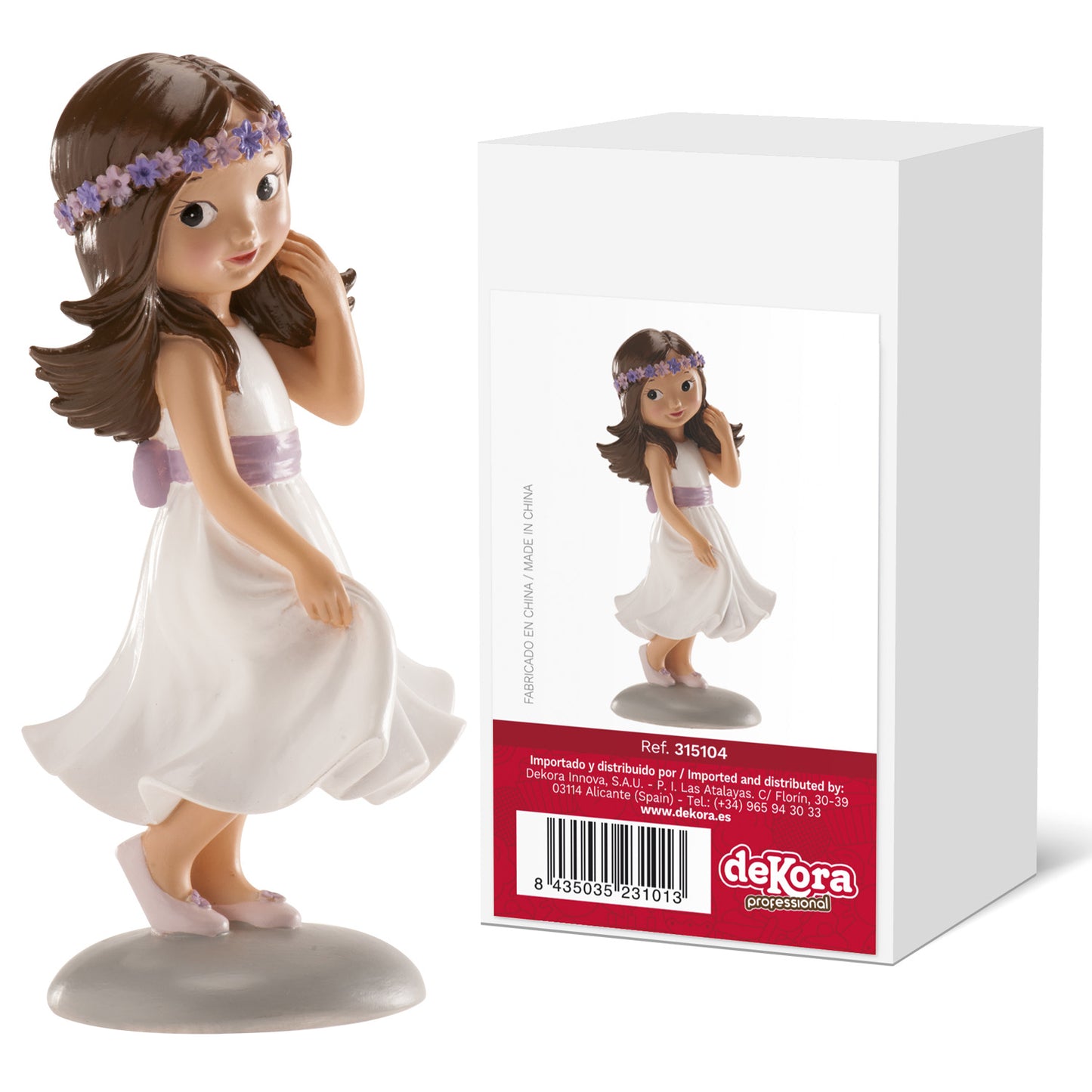 COMMUNION GIRL CAKE TOPPER VIOLET BOW IRENE 15 CM