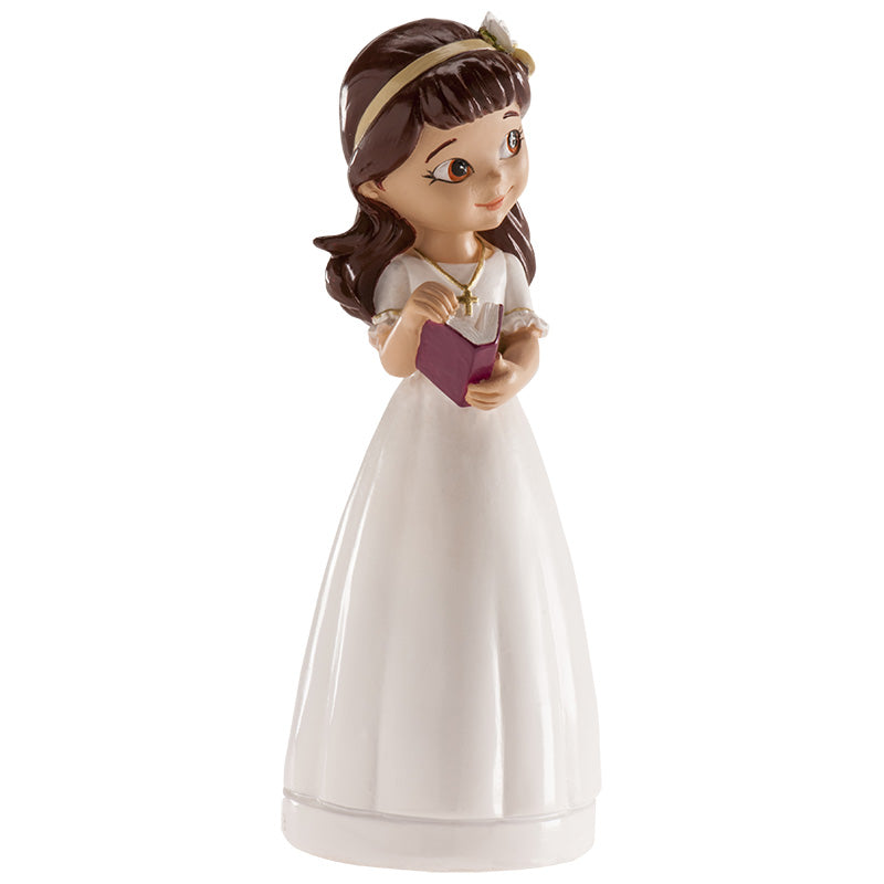 COMMUNION GIRL CAKE TOPPER WITH DIADEM 13CM