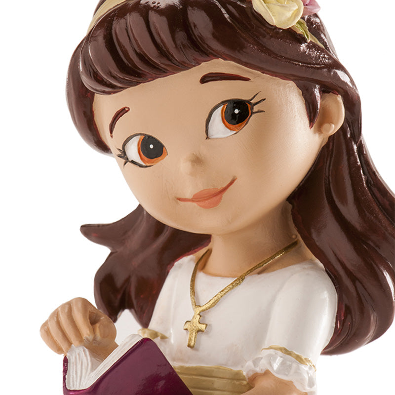 COMMUNION GIRL CAKE TOPPER WITH DIADEM 13CM