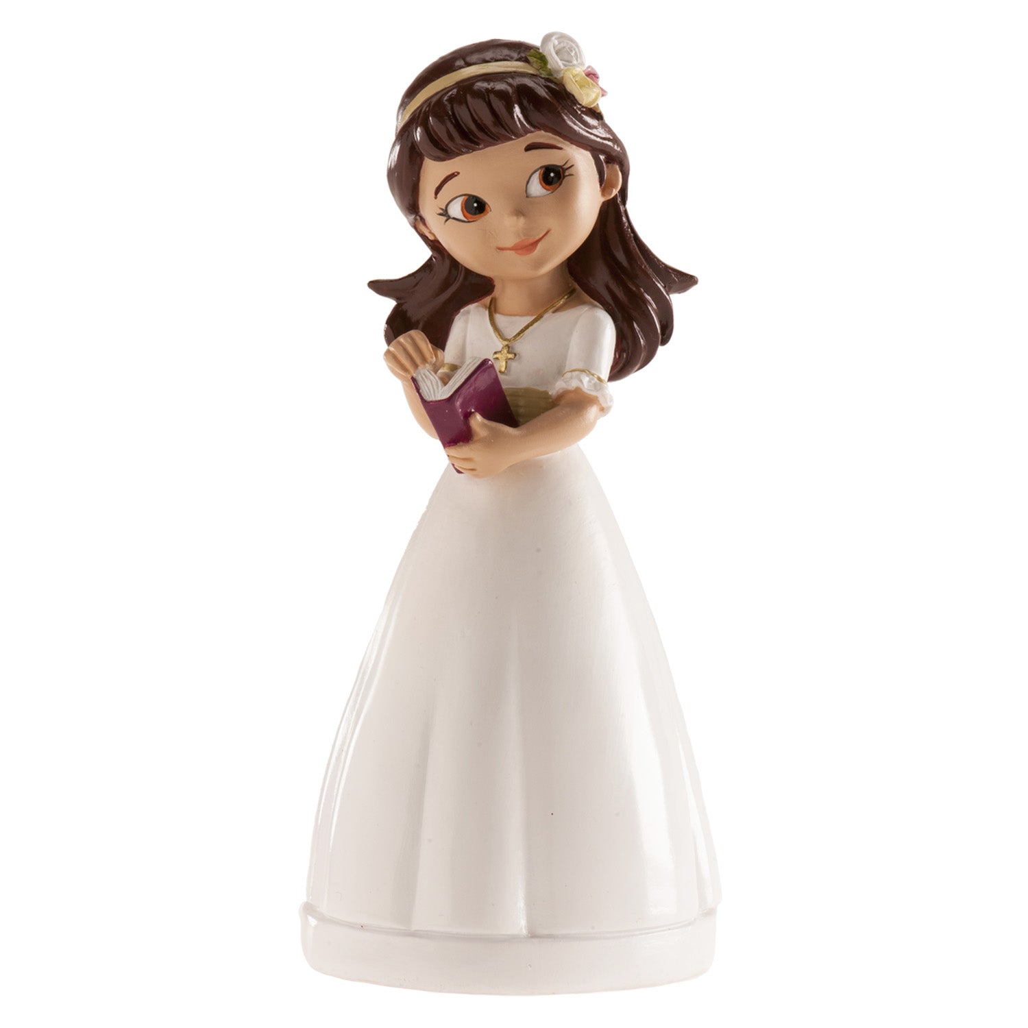 MENINA BOLO COMUNHÃO COM DIADEMA 13CM