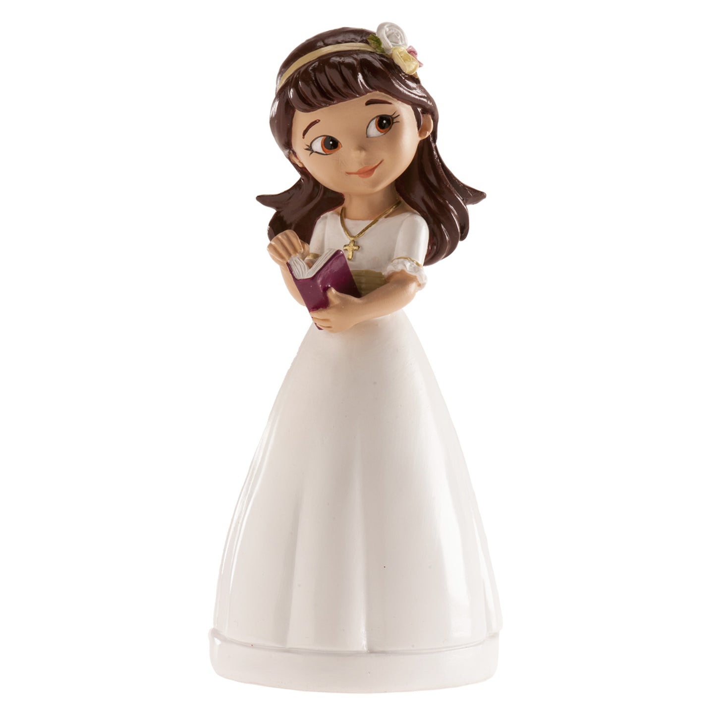 COMMUNION GIRL CAKE TOPPER WITH DIADEM 13CM