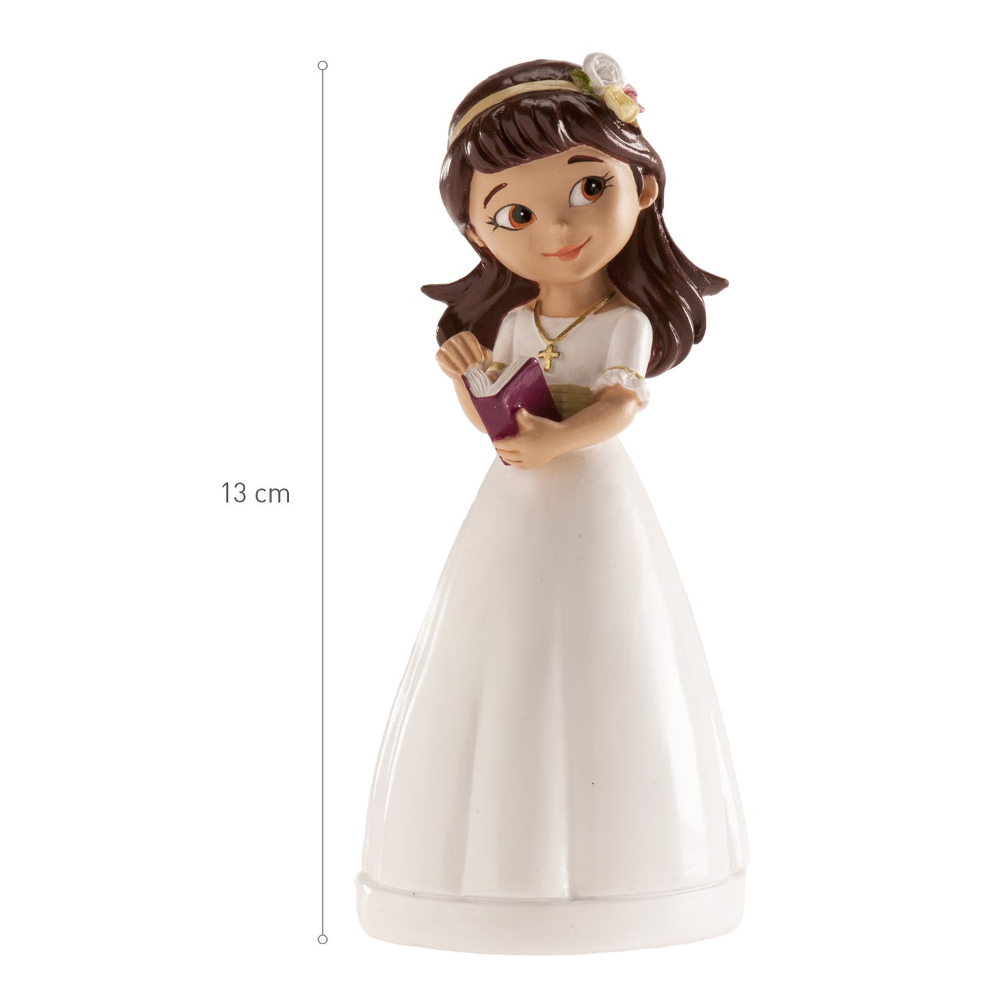 COMMUNION GIRL CAKE TOPPER WITH DIADEM 13CM