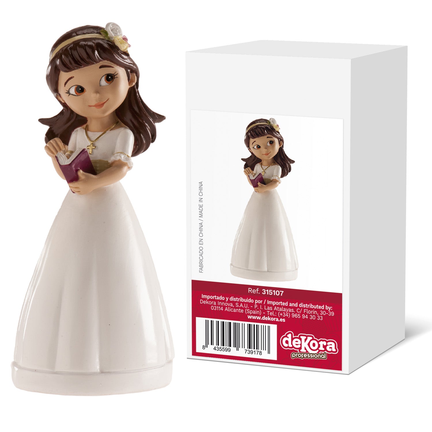 COMMUNION GIRL CAKE TOPPER WITH DIADEM 13CM