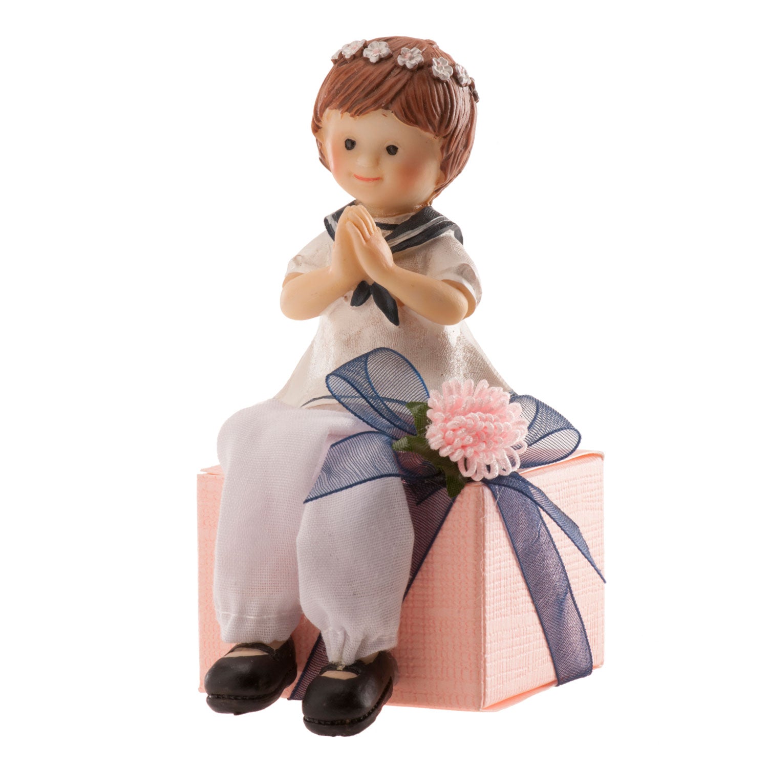 FIGURA TARTA COMUNIÓN NIÑA EN CAJA ROSA 11CM