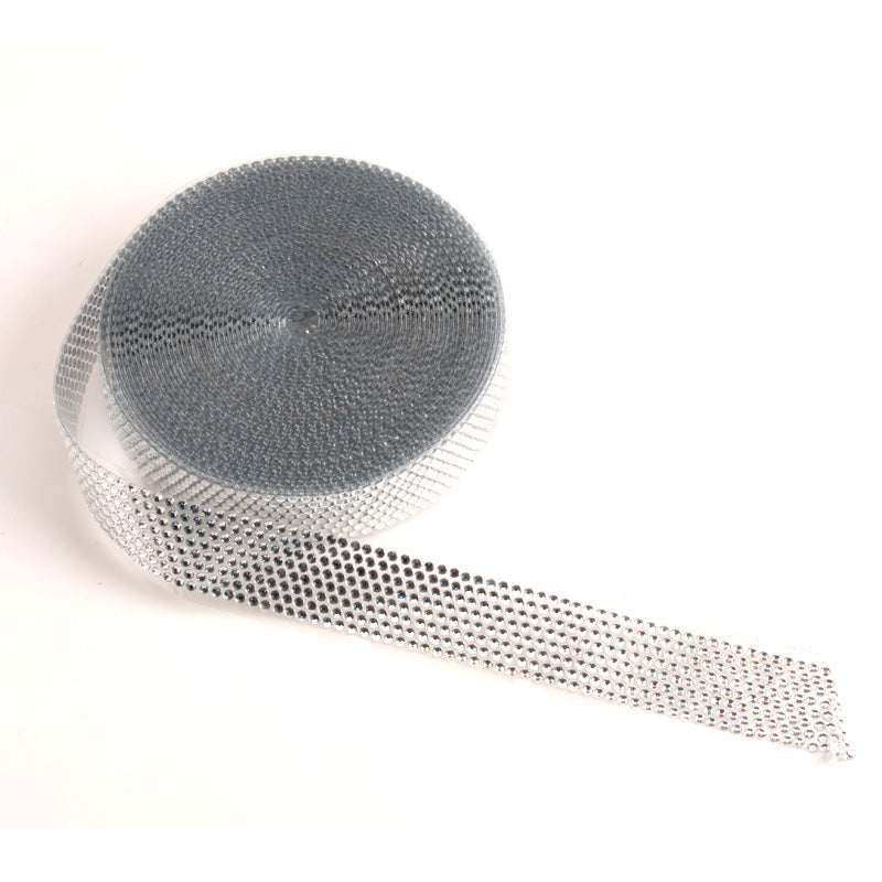 8 LINES RHINESTONE WITH PET STRAP SILVER 10 METERS