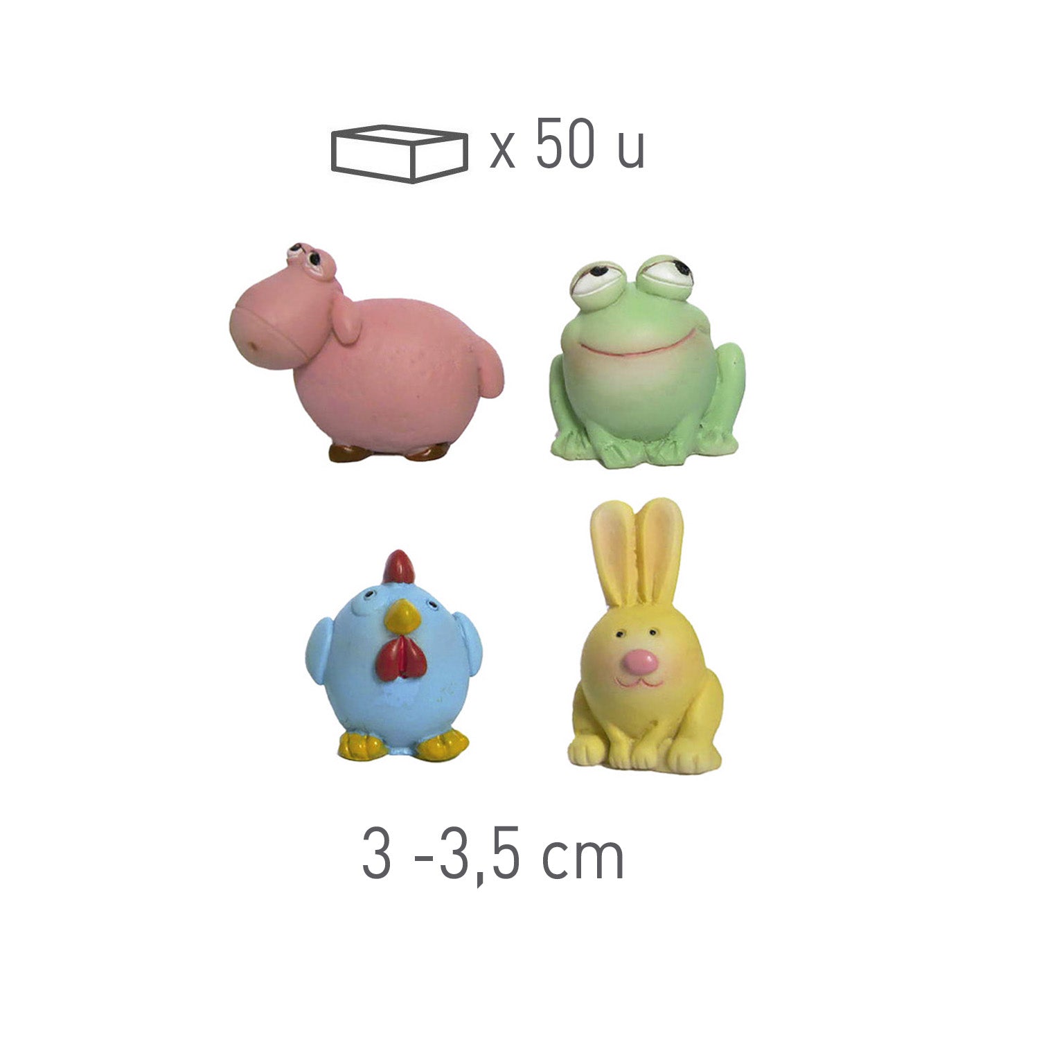FIGURINES EN POLYRÉSINE ANIMAUX COULEURS 3-3,5CM