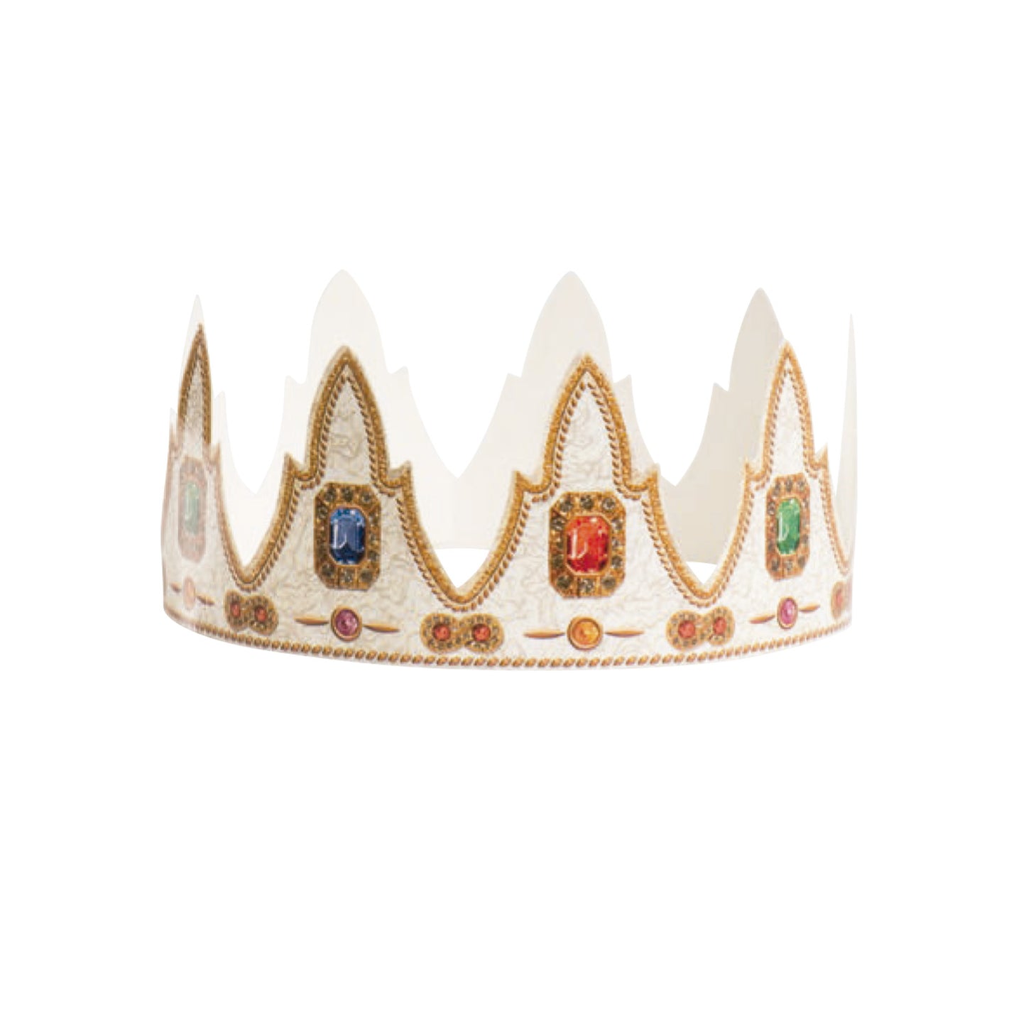 BOX OF ASSORTED KING CAKE CROWN DIADEMA, PORCELAIN KING AND CASTELLANO CARD