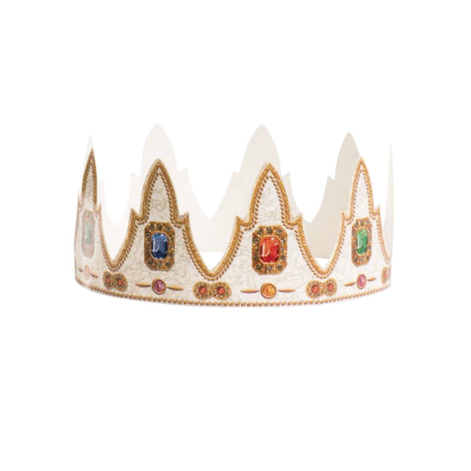 BOX OF ASSORTED KING CAKE CROWN DIADEMA, PORCELAIN KING AND CASTELLANO CARD